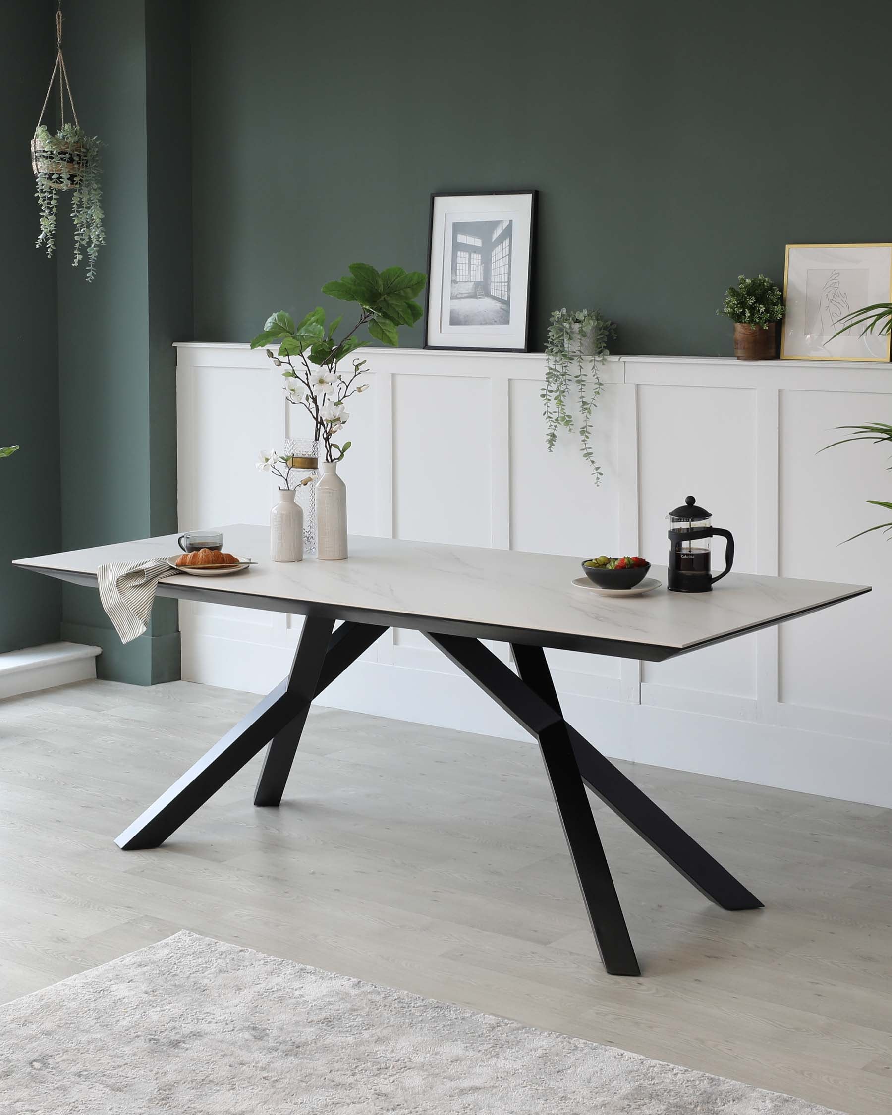 Atlanta White Marbled Ceramic 8 Seater Dining Table
