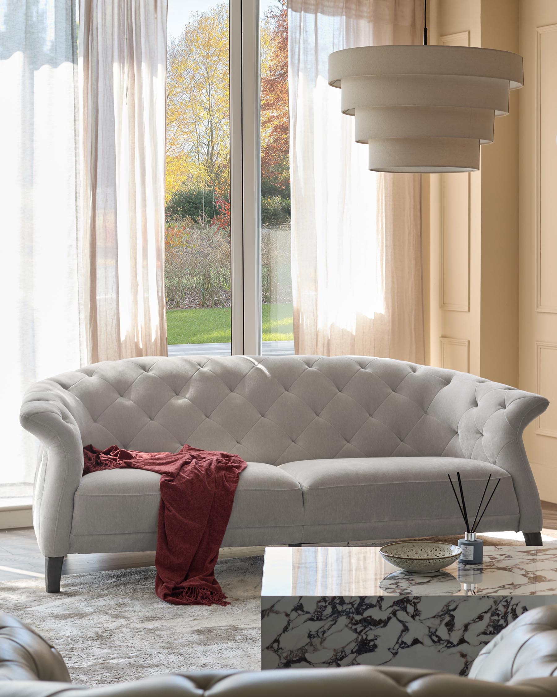 Luxe 2 Seater Sofa Light Grey Fabric