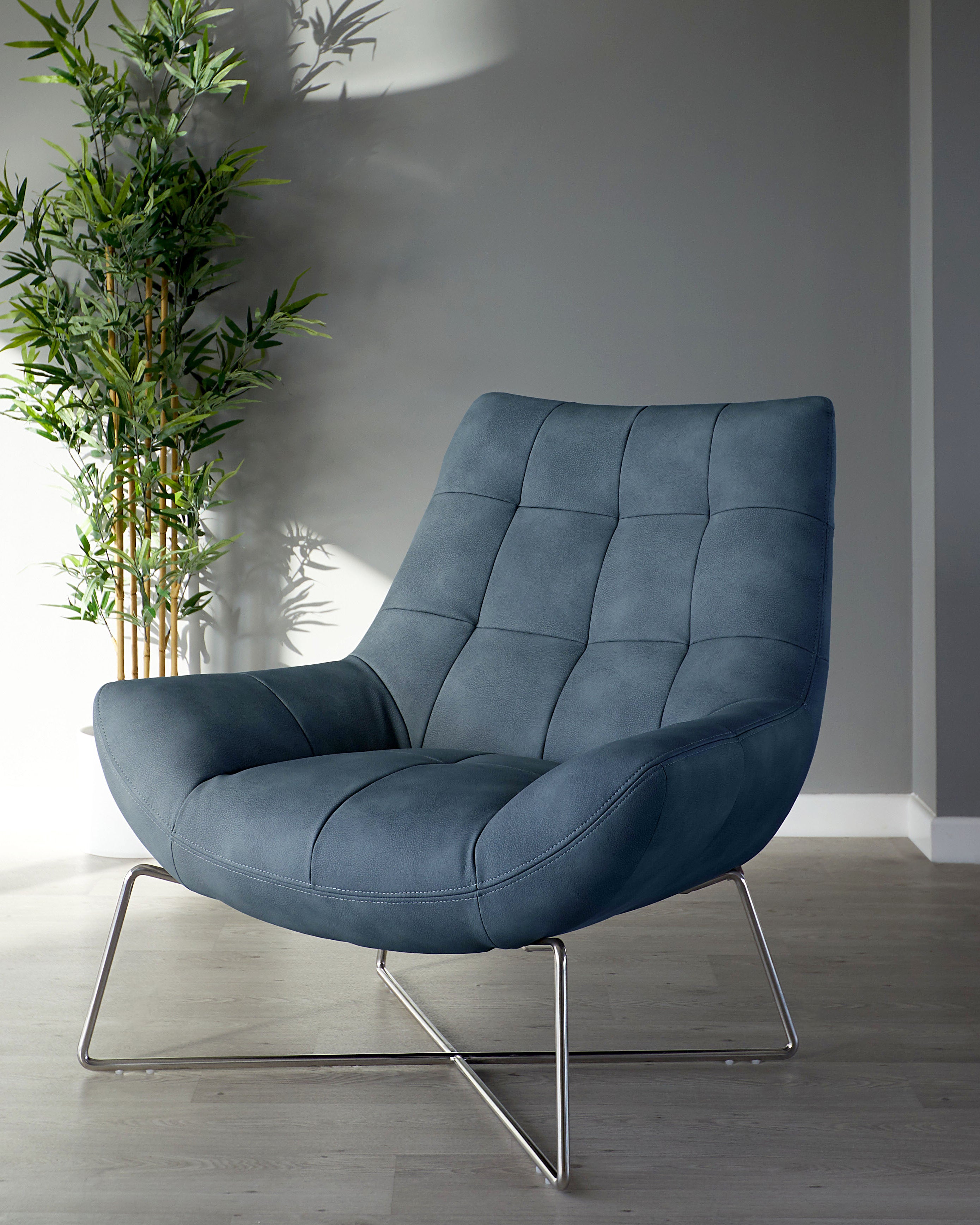 Canio Navy Faux Leather Accent Chair