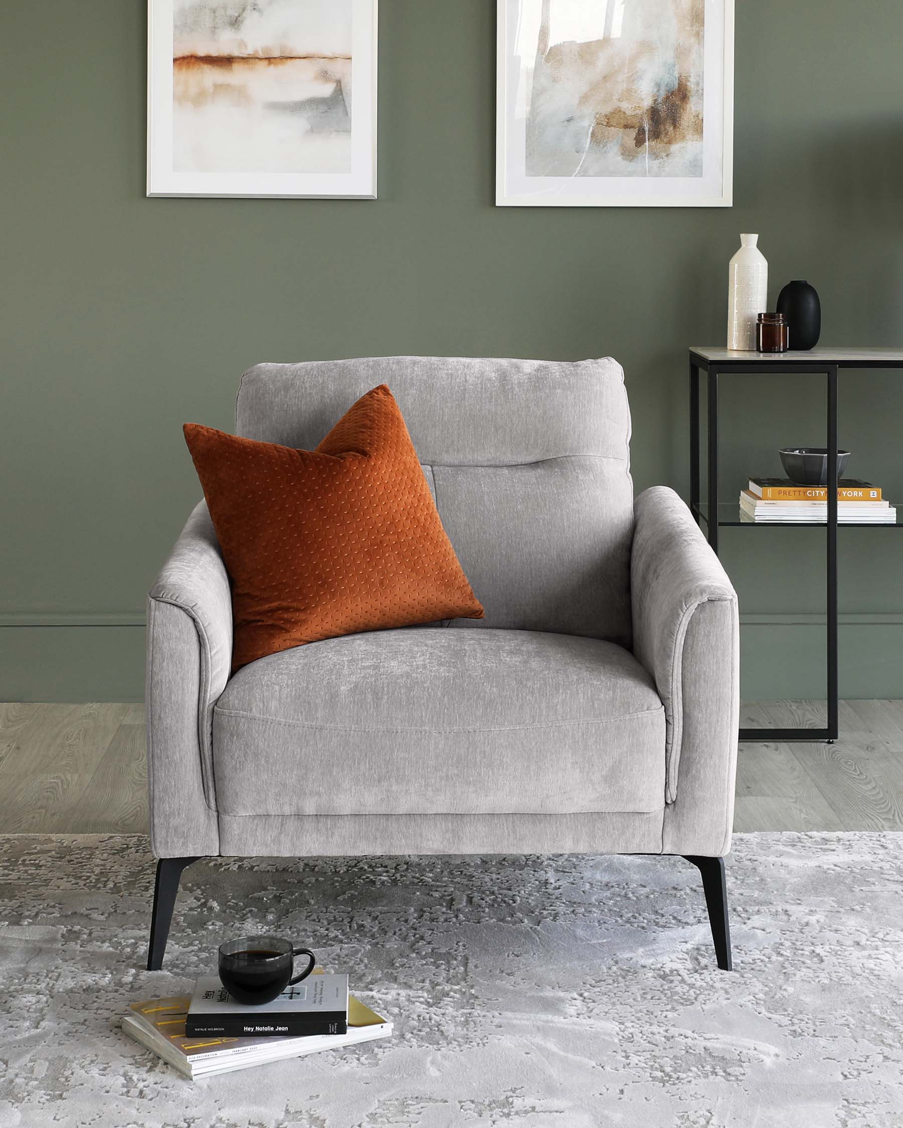 Brooks Light Grey Fabric Armchair
