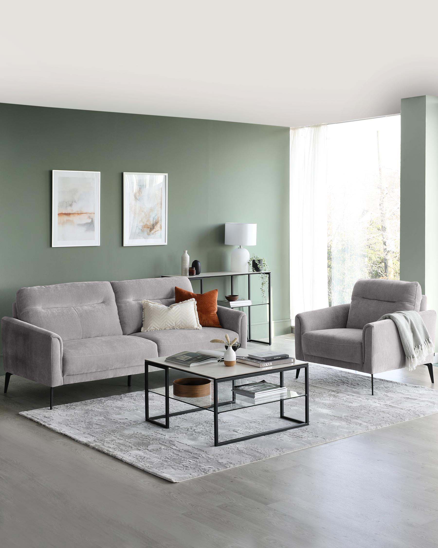 Brooks Light Grey Fabric Armchair