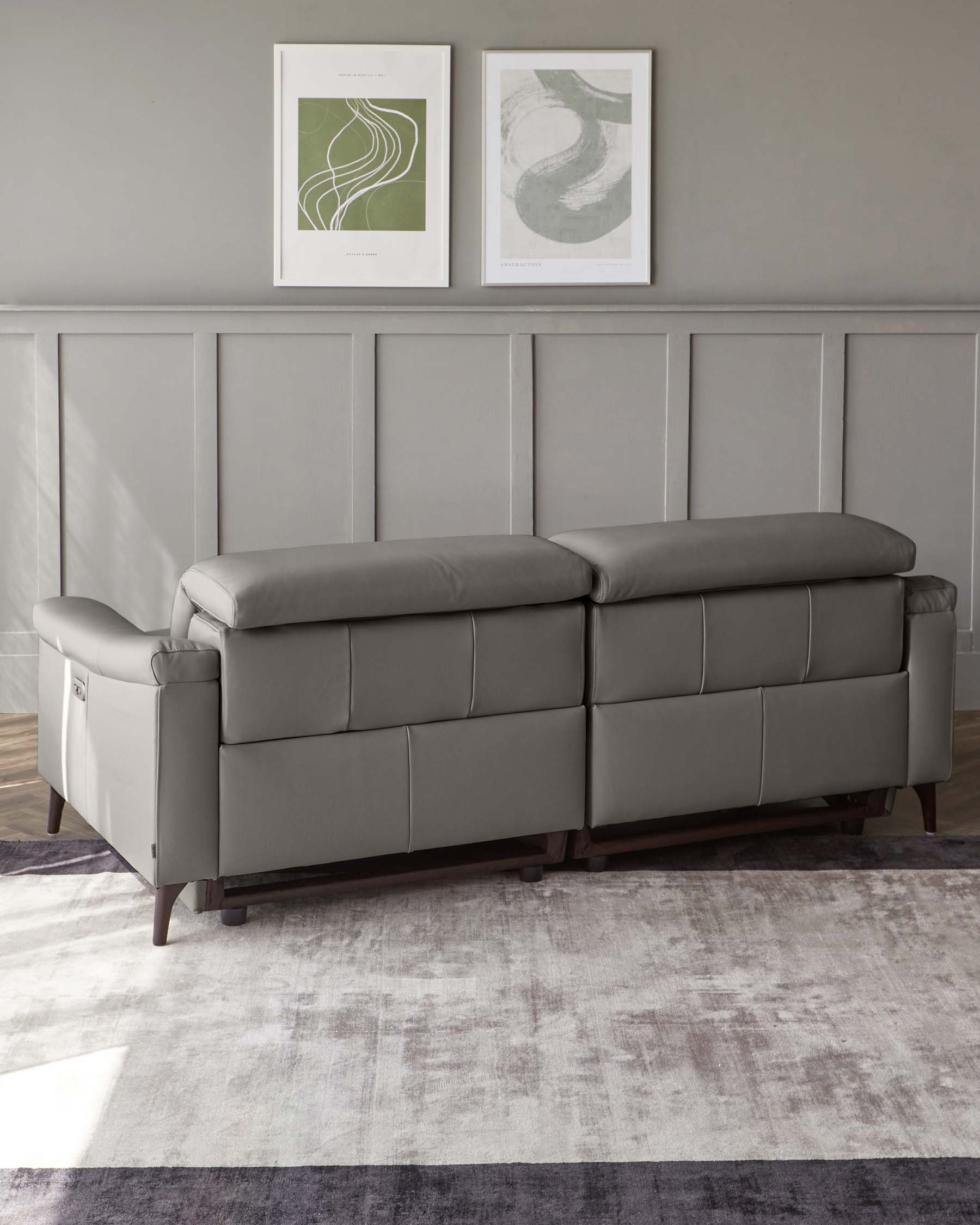 Serene Dark Grey Leather 2 Seater Recliner Sofa