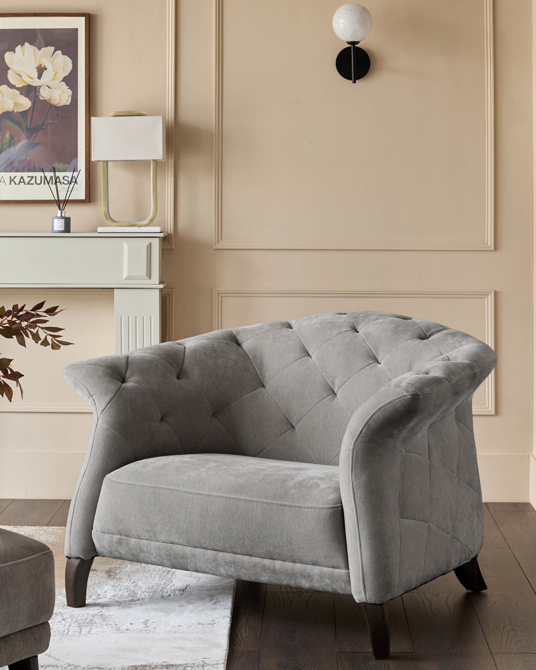 Luxe Modern Mid Grey Fabric Armchair