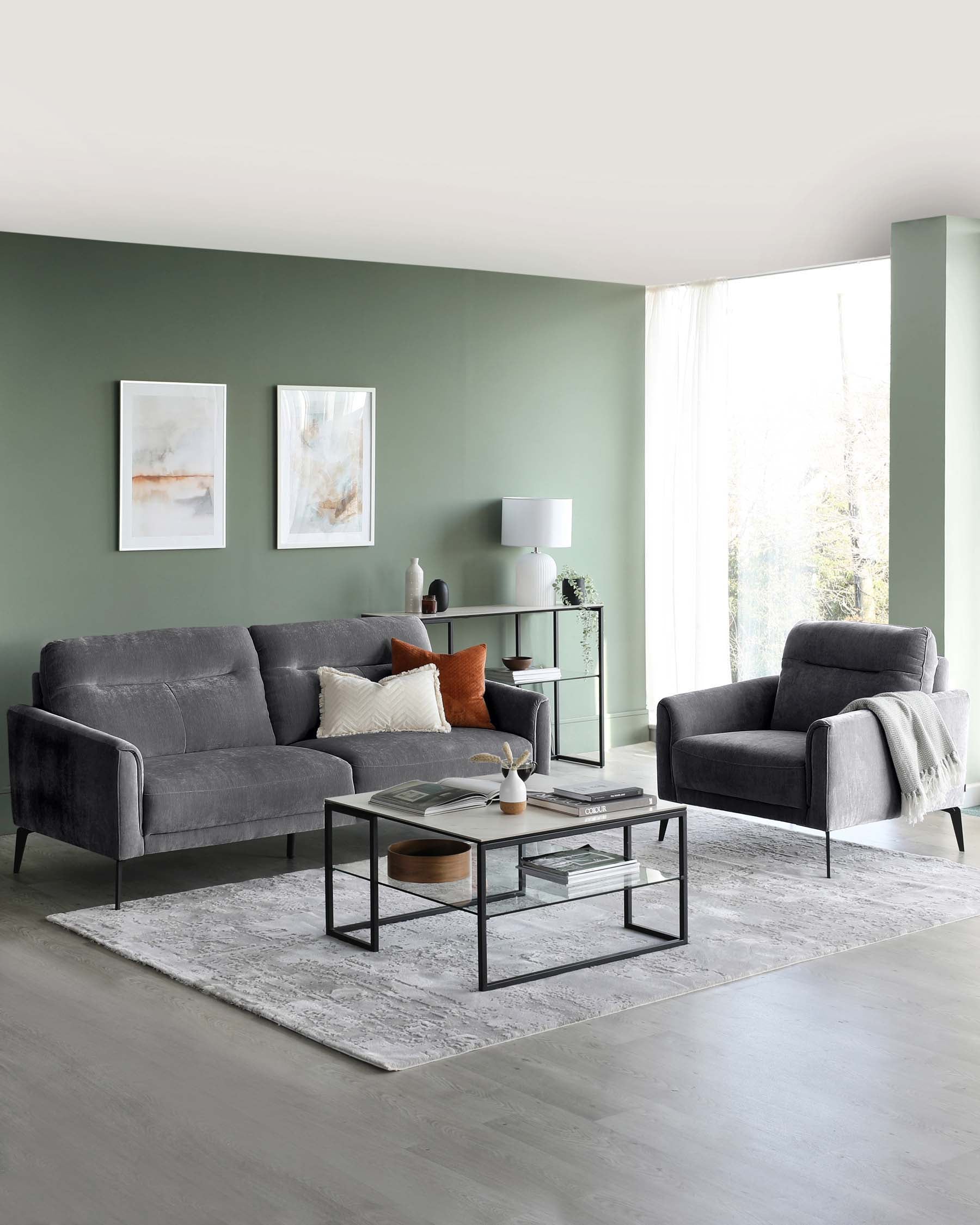 Brooks Dark Grey Fabric Armchair