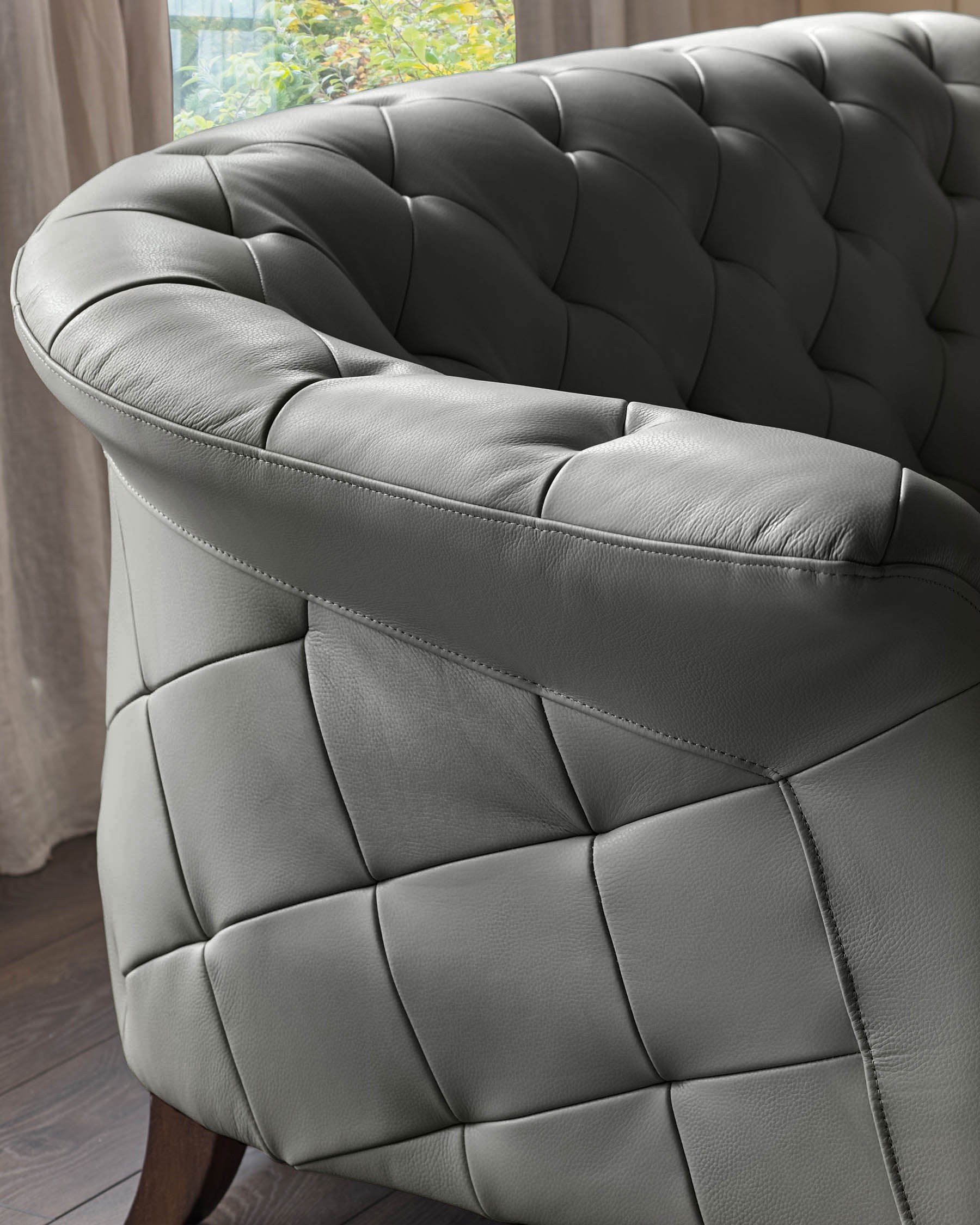 Luxe Dark Grey Leather 2 Seater Sofa