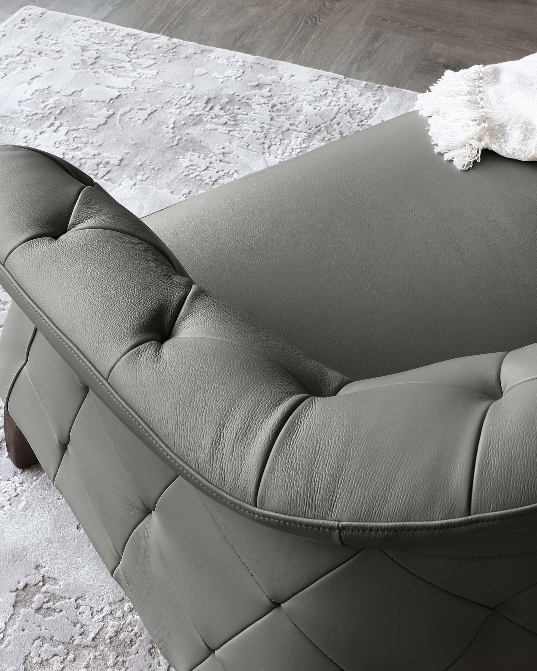 Luxe Dark Grey Leather 2 Seater Sofa