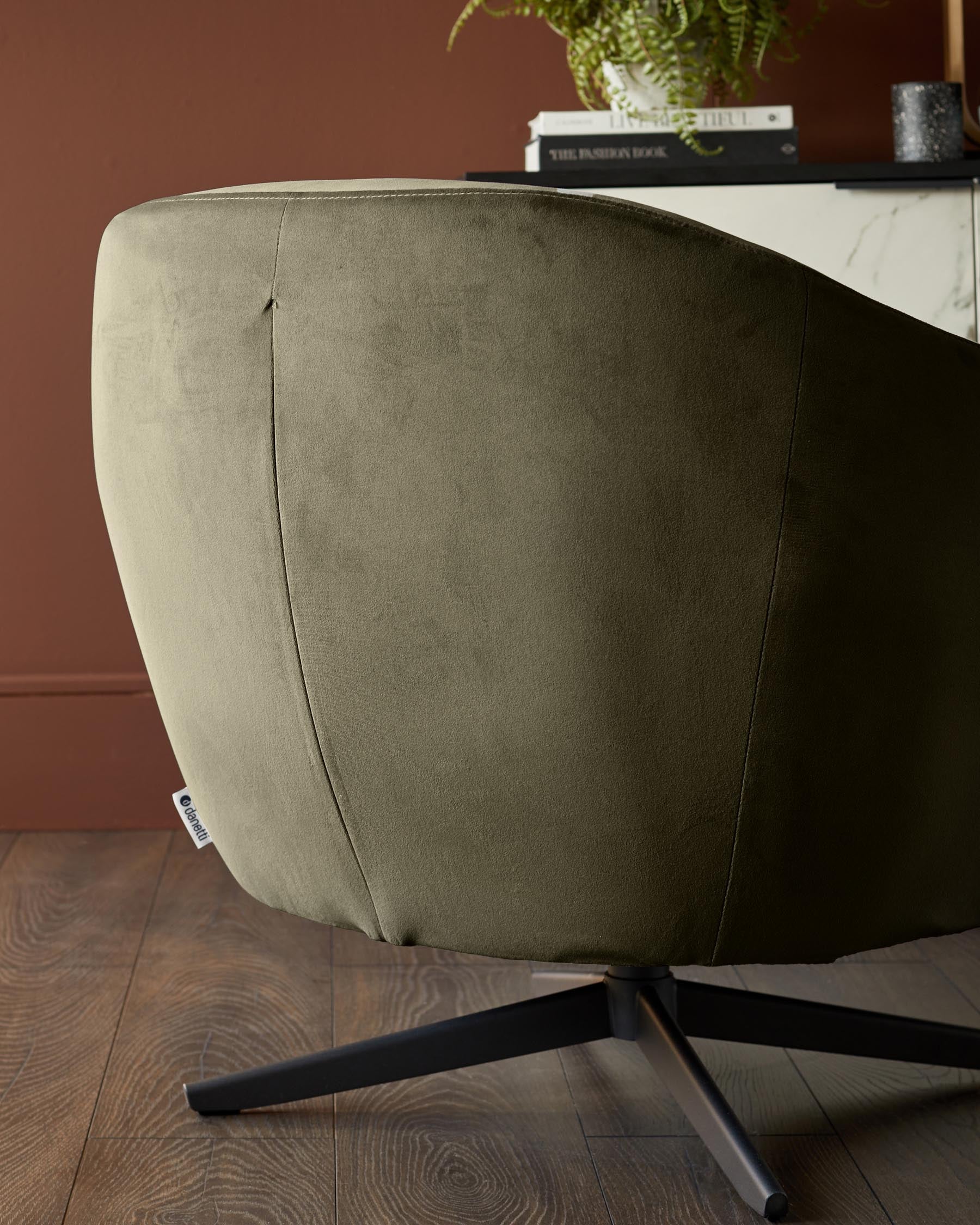Soren olive green velvet swivel accent chair