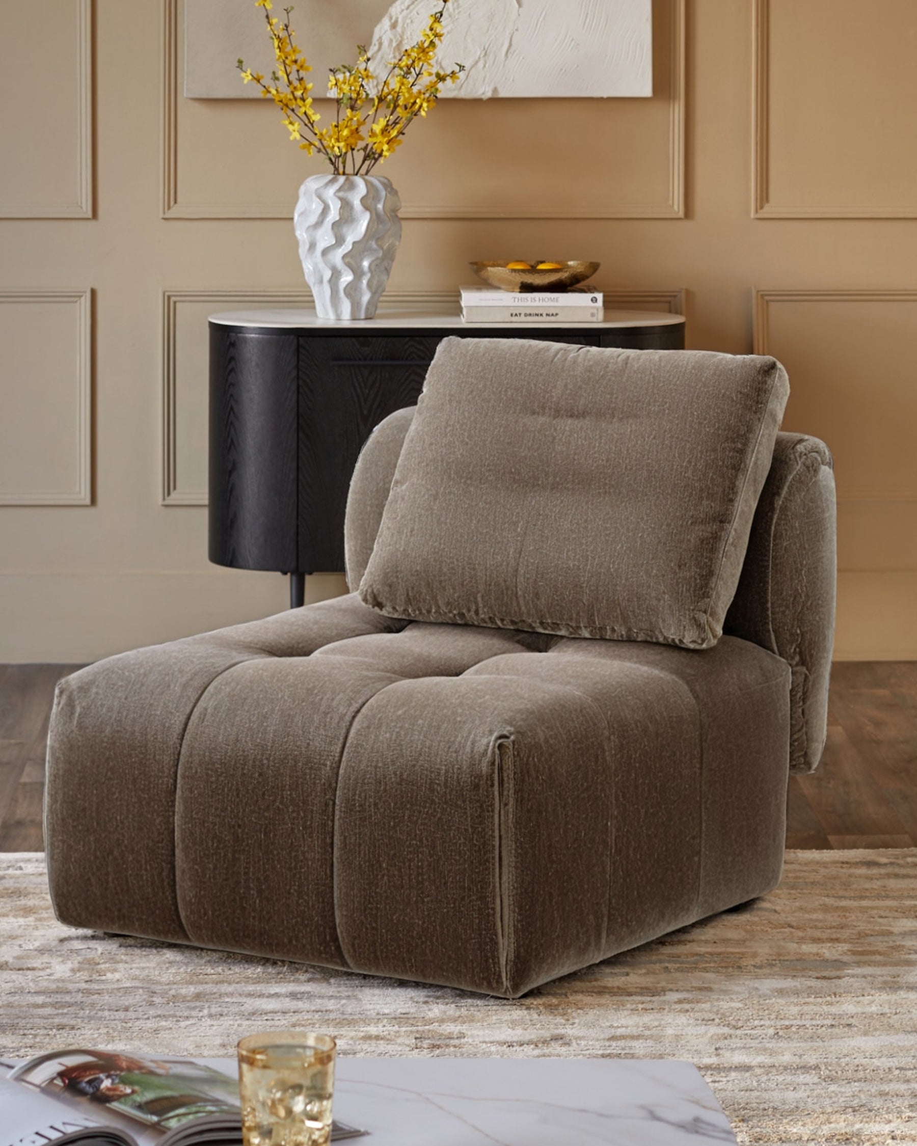 Lillian mocha fabric single sofa module