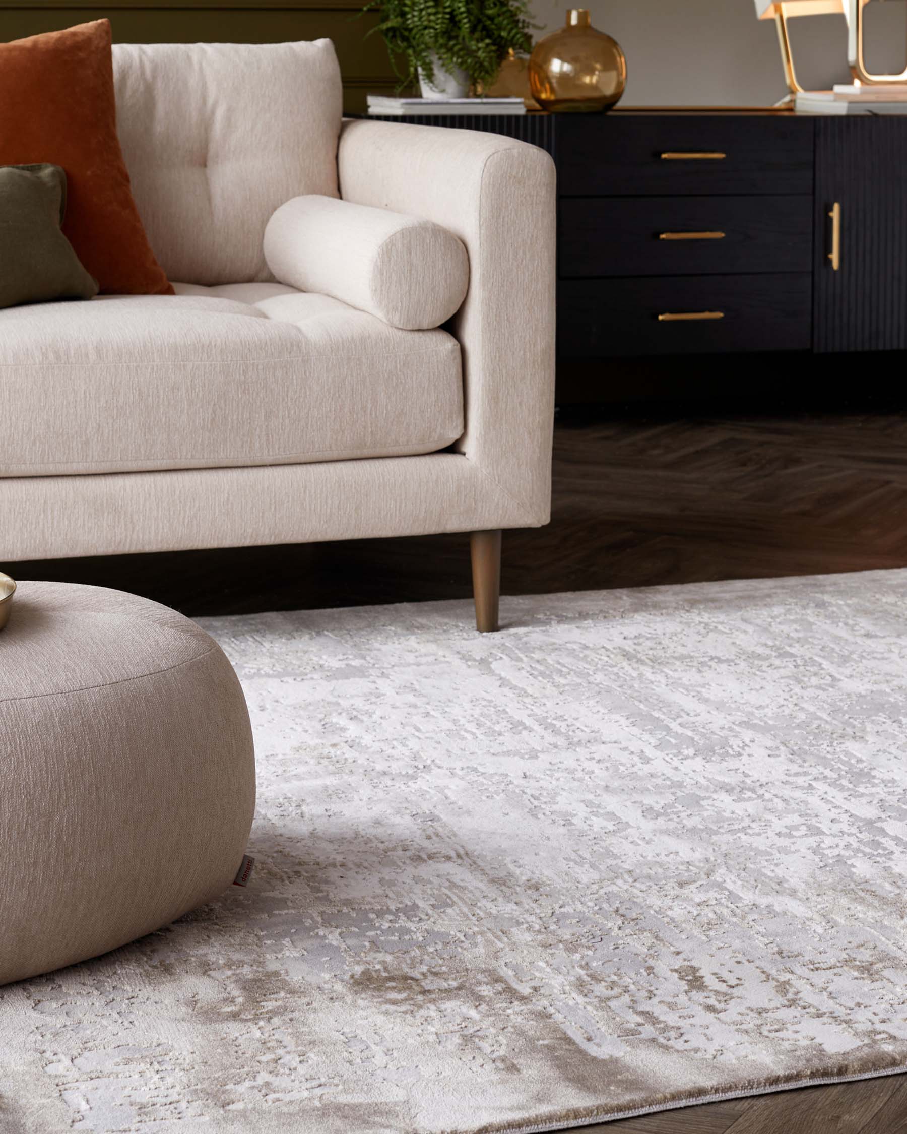 Distressed Border Large Easy Living Textured Rug Natural
