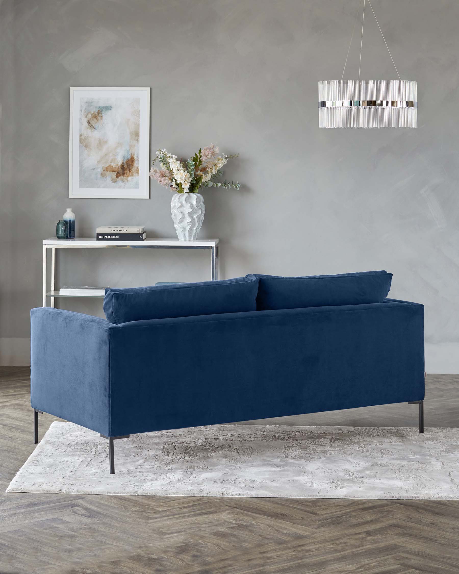Matteo Navy Velvet 2 Seater Sofa