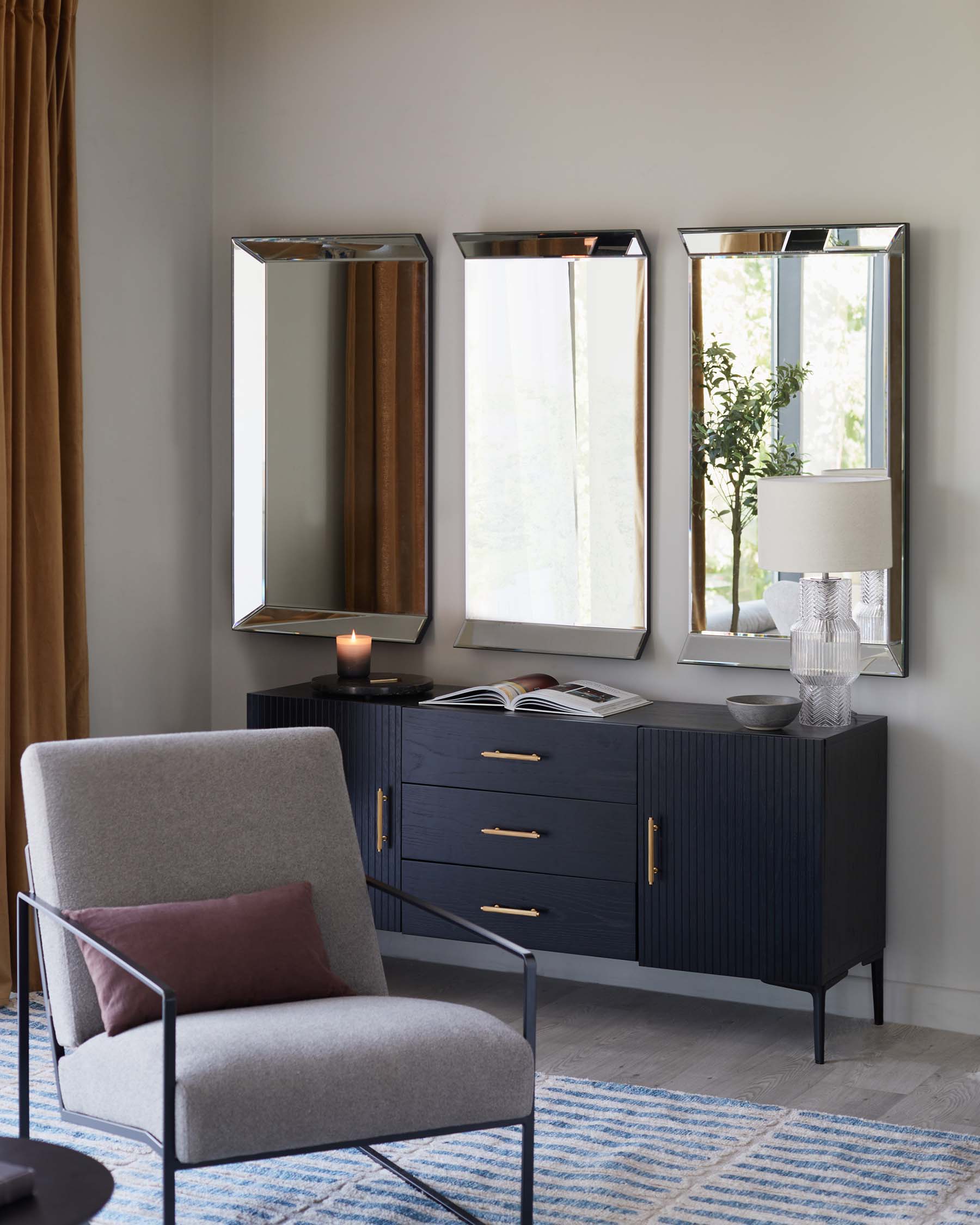 Giselle Large 3 Panel Wall Mirror Plain