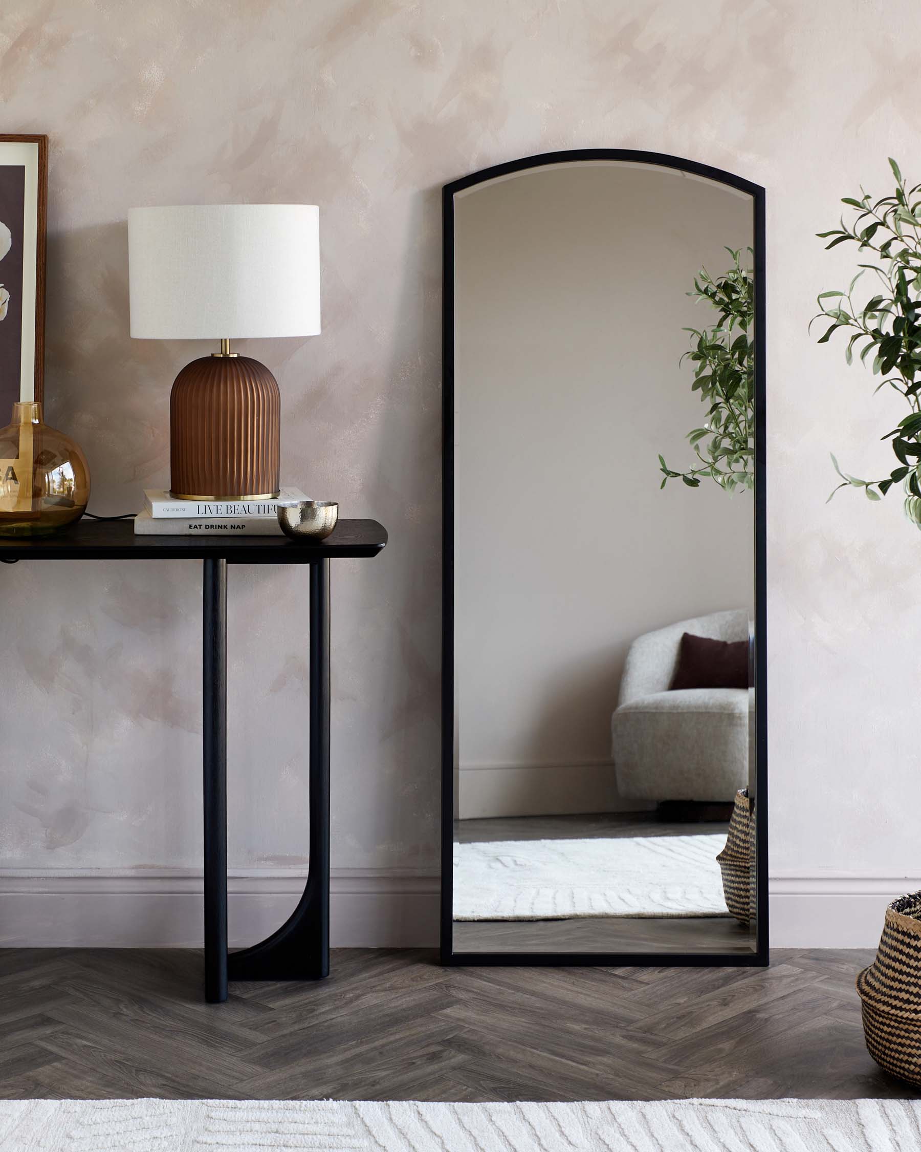 Hillard Large Full Length Leaner Mirror Black