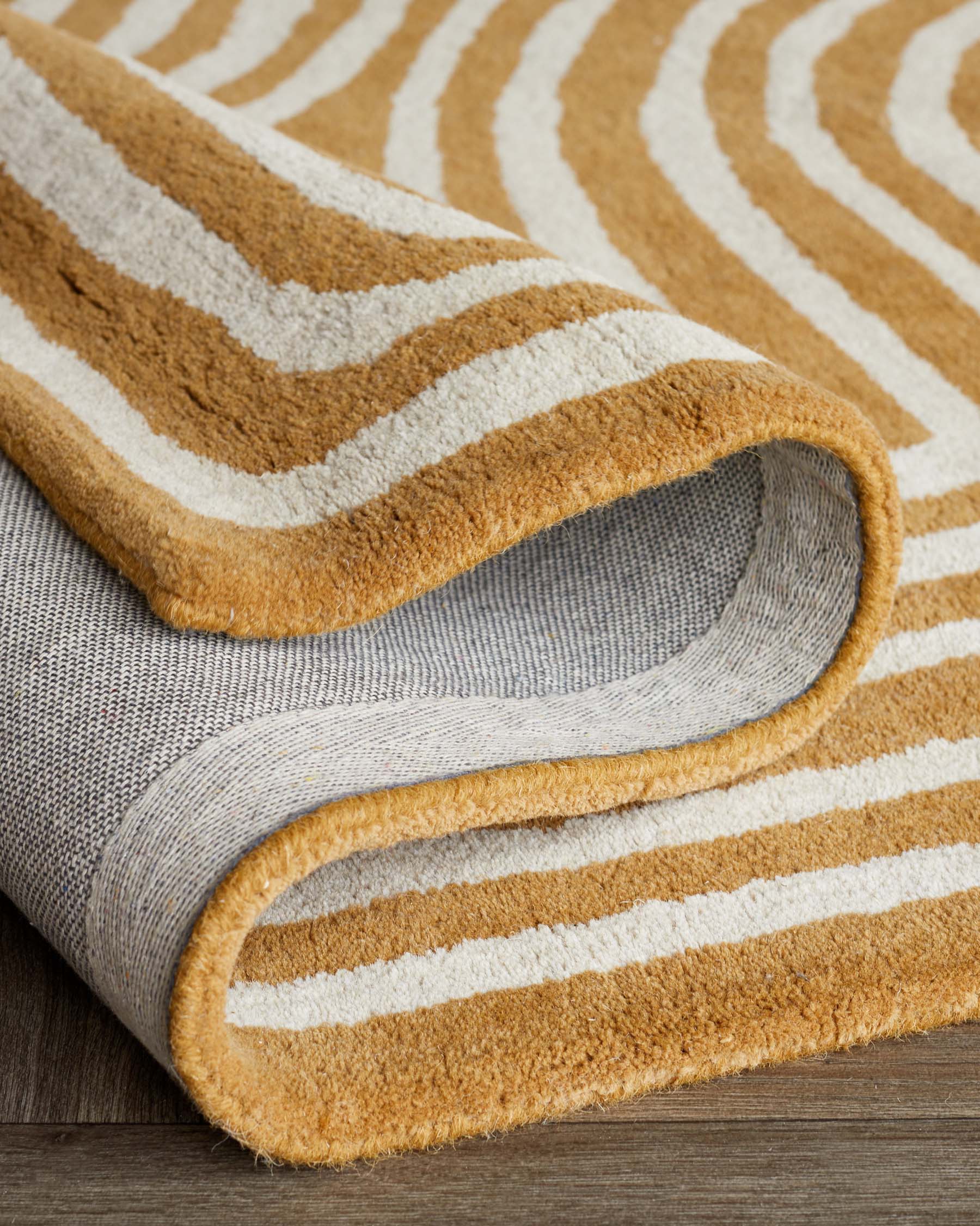 Abstract Swirl Medium Sculpted Wool Rug Ochre