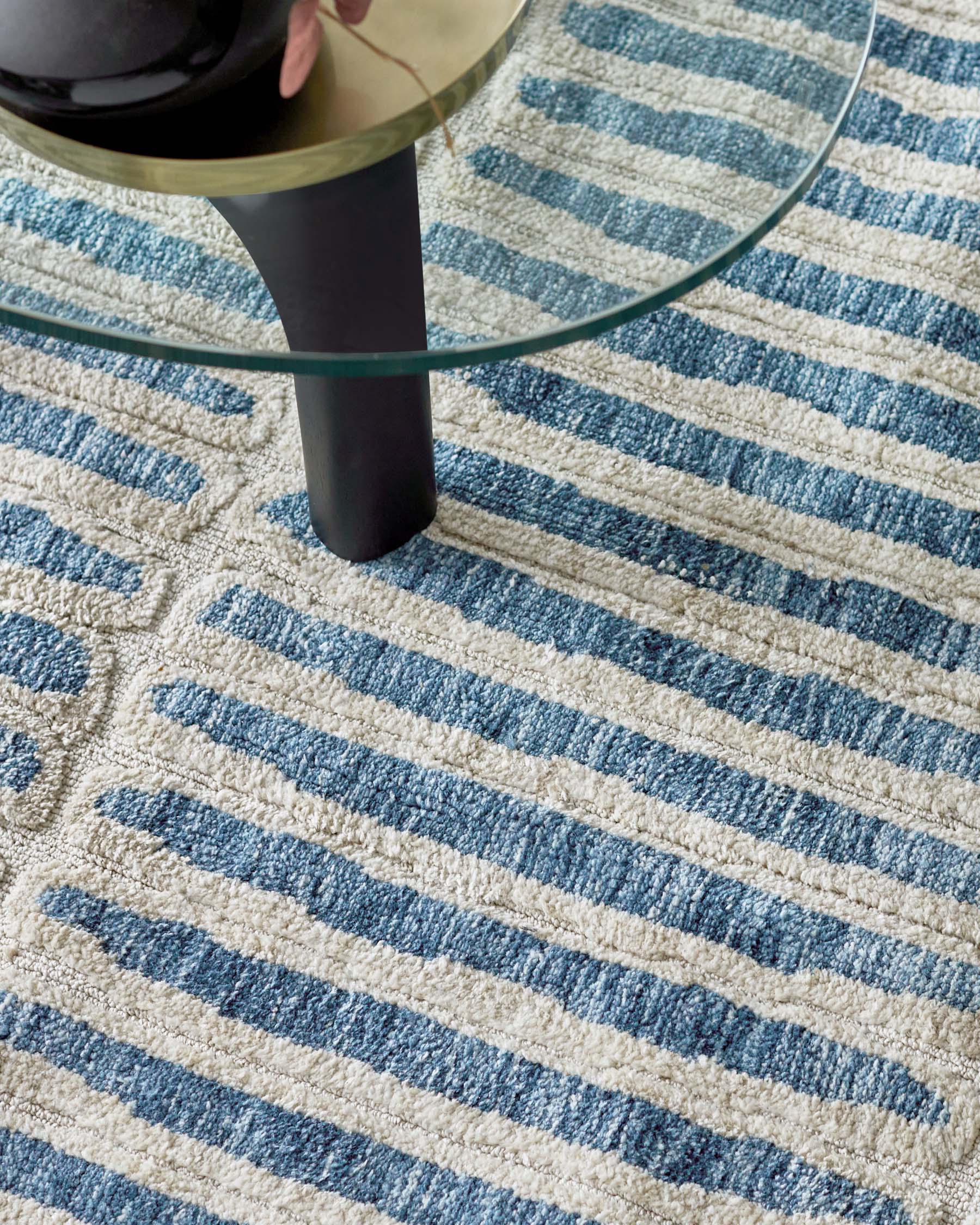 Raine Large Soft Touch Textured Rug Cream and Blue