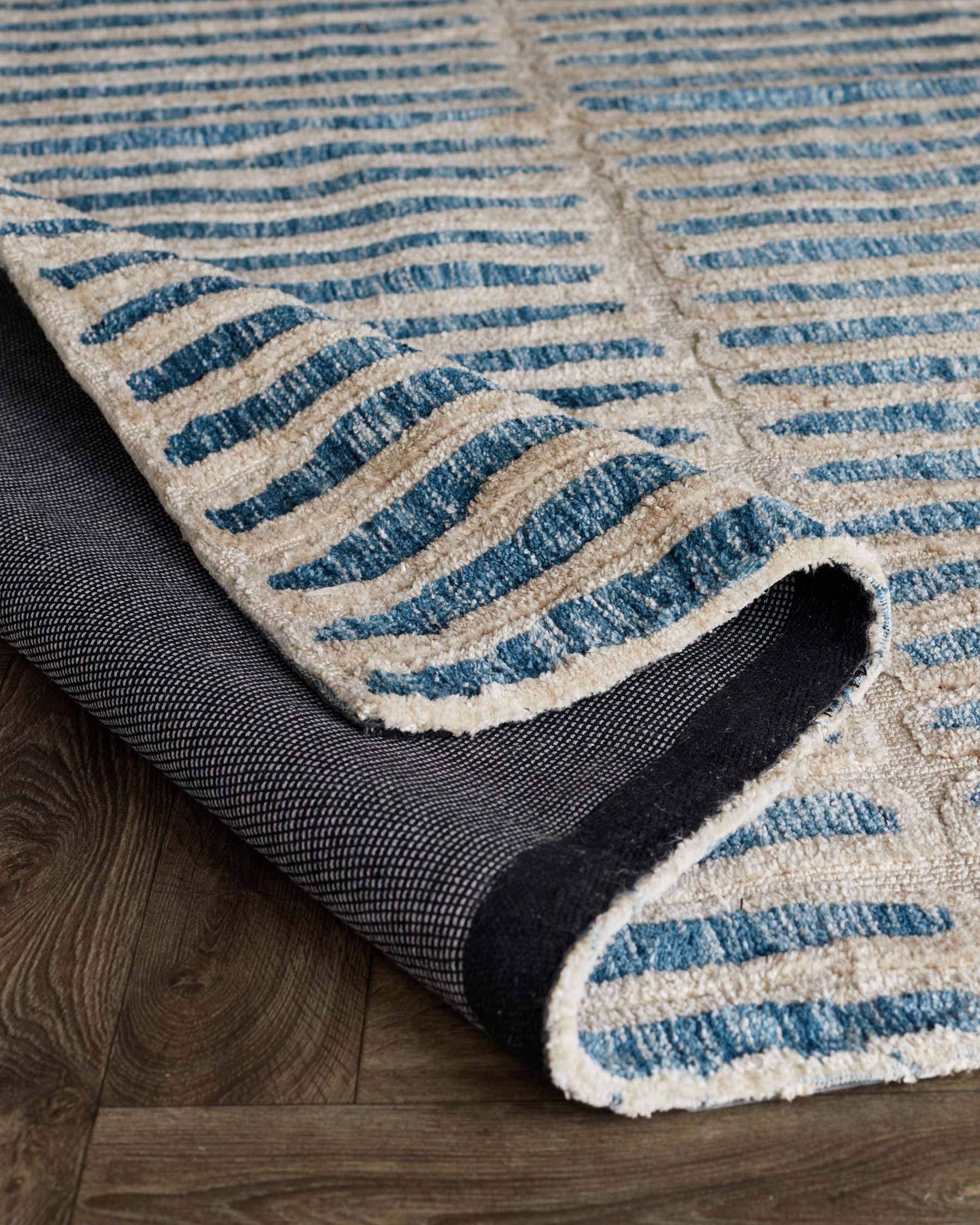 Raine Large Soft Touch Textured Rug Cream and Blue
