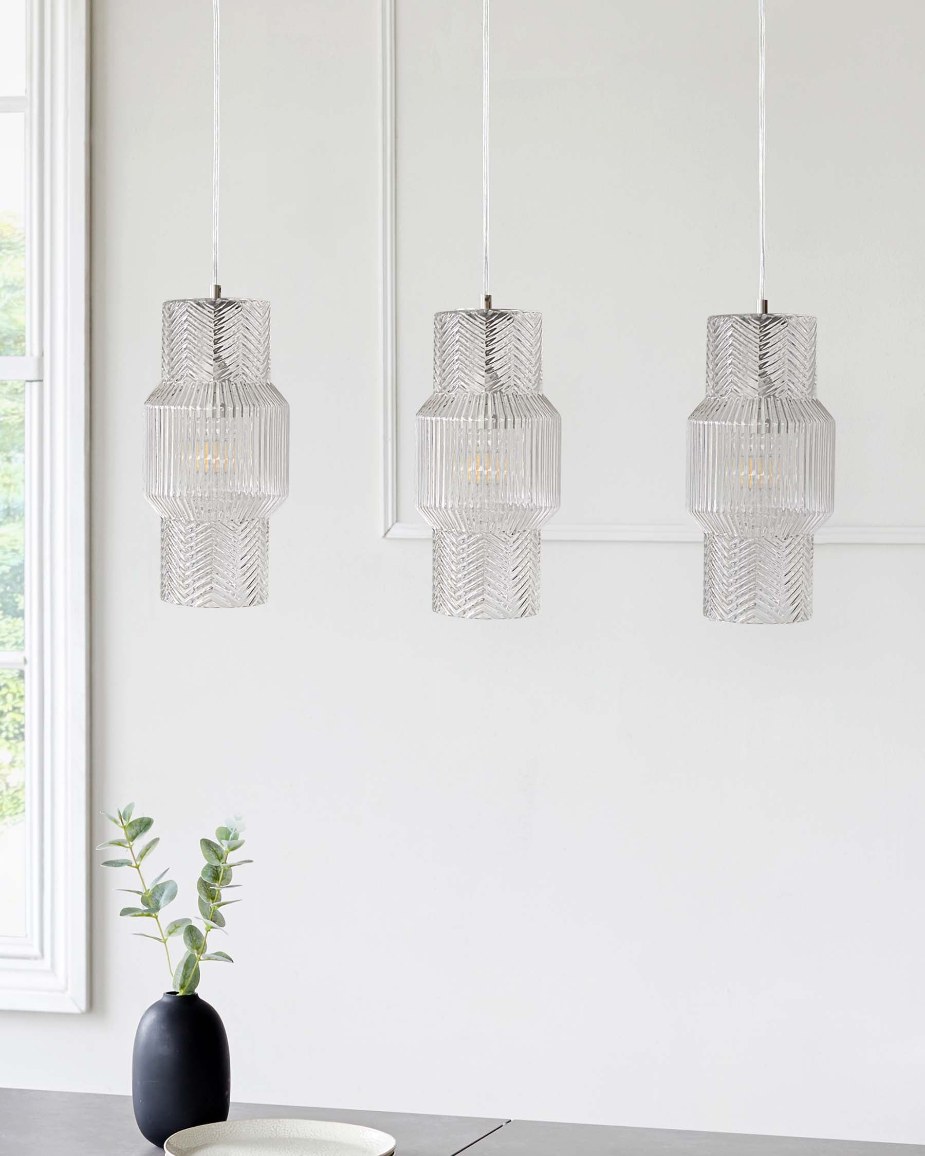 Leo Clear Glass 3 Light Chrome Bar Pendant
