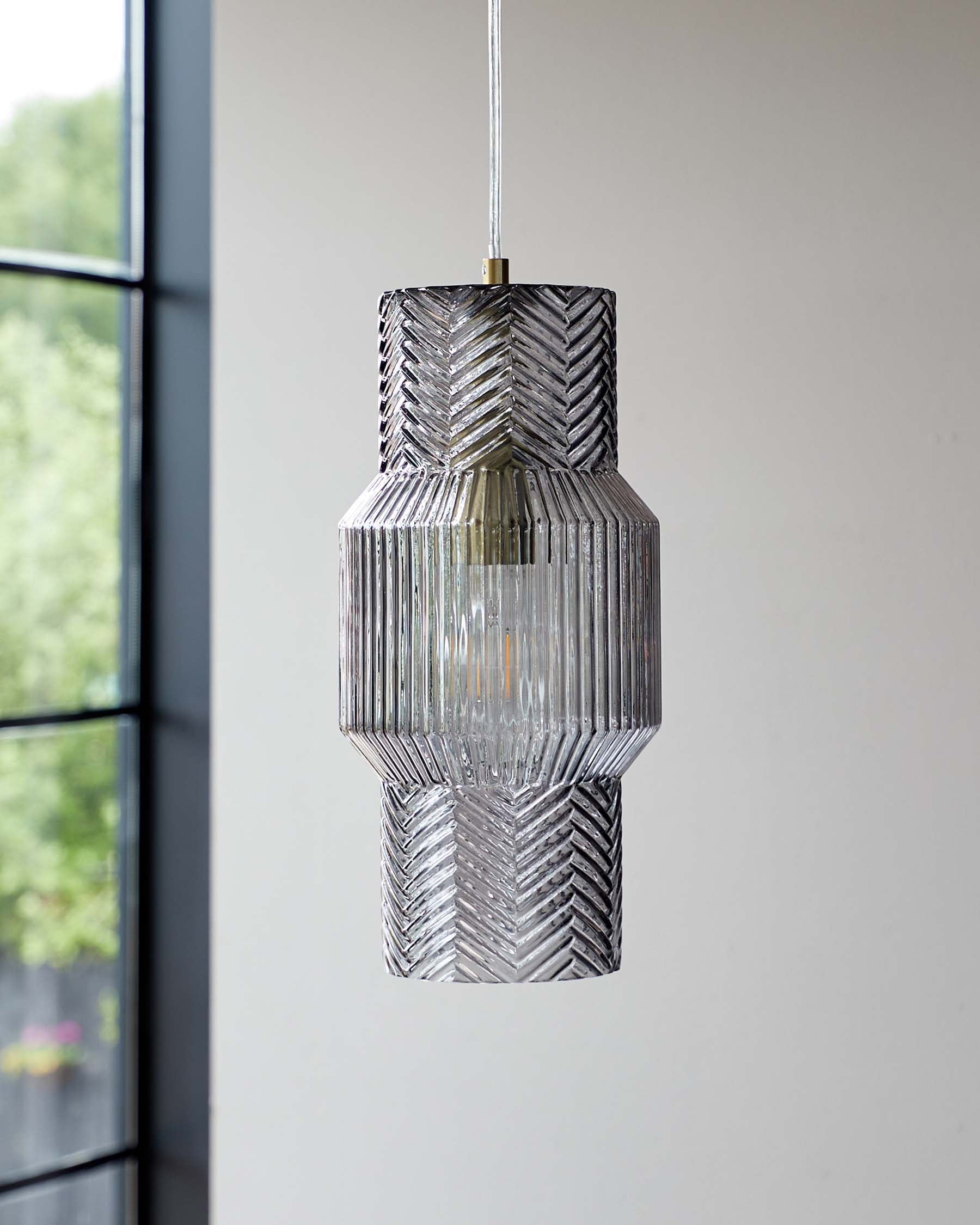 Leo Grey Glass Single Pendant