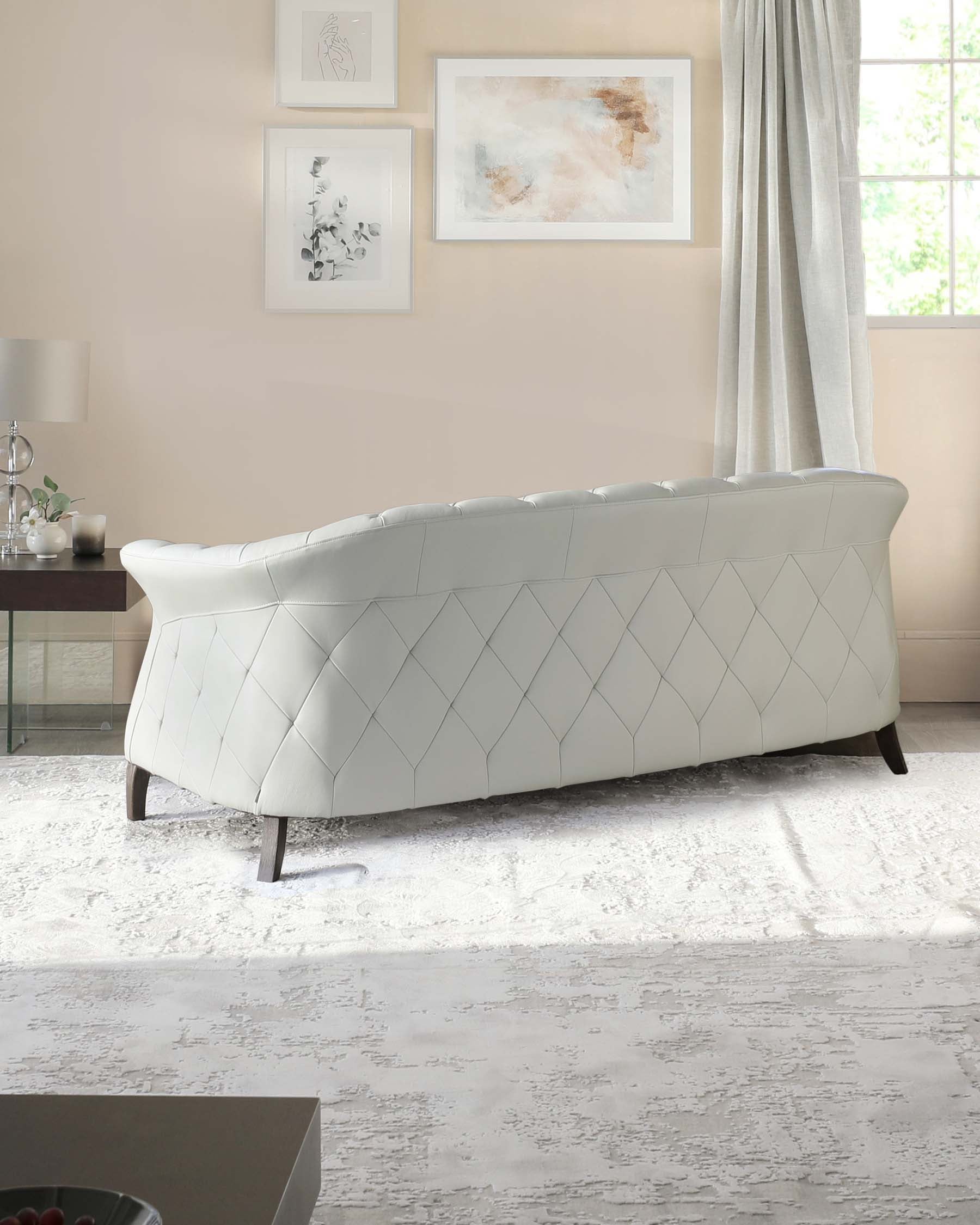 Luxe Natural Grey Leather 2 Seater Sofa