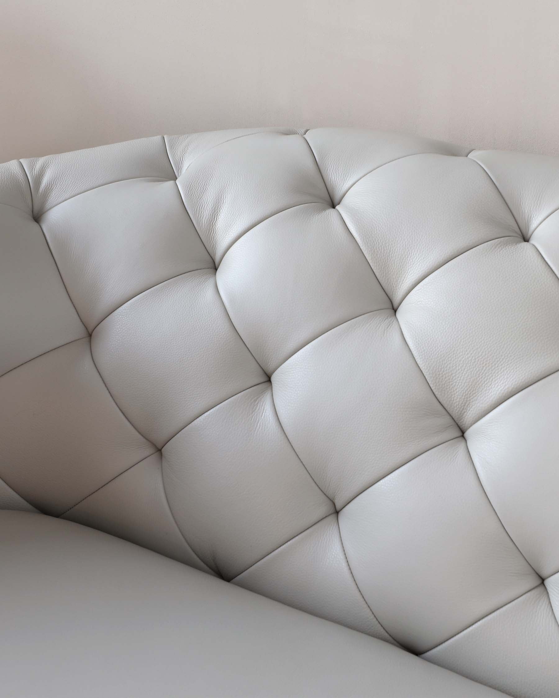 Luxe Natural Grey Leather 2 Seater Sofa