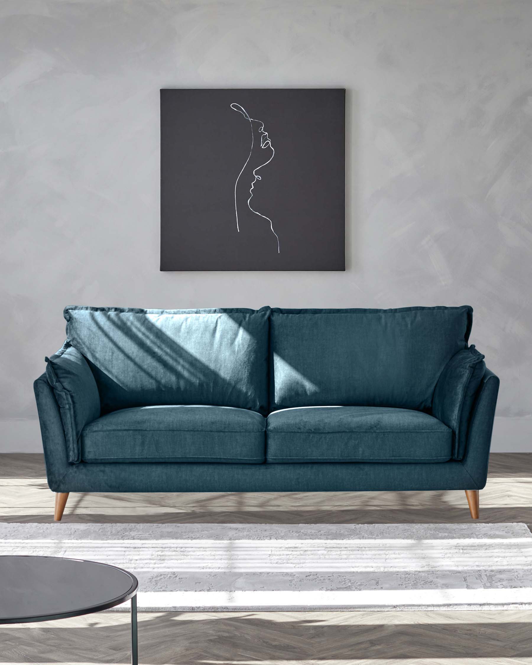 Otto Dark Blue Chenille 2 Seater Sofa
