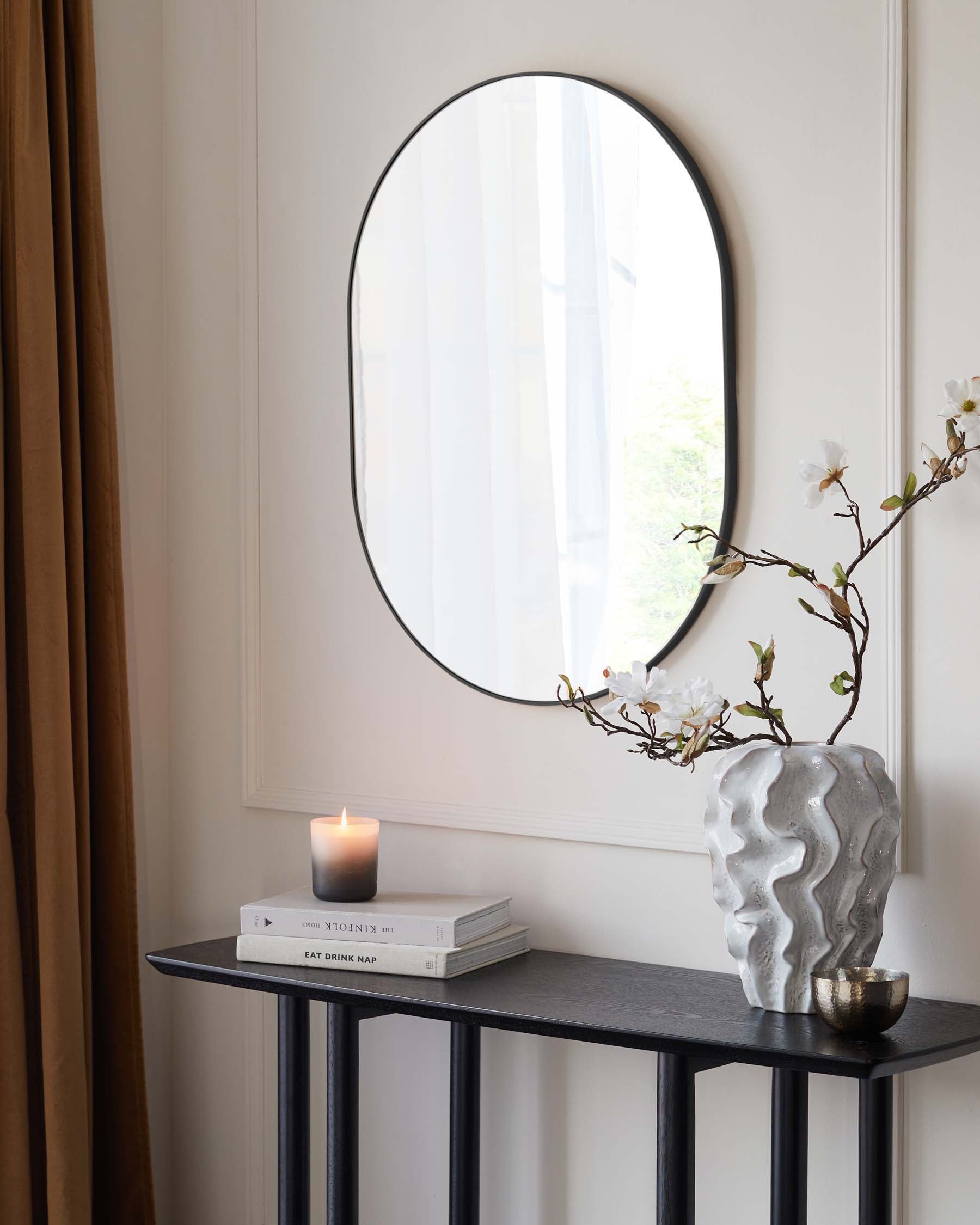 Malva Medium Wall Mirror Black