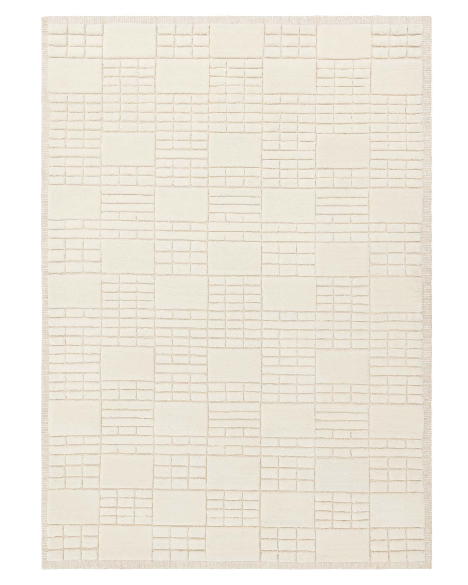 Mosaic cream sculpted wool small rug