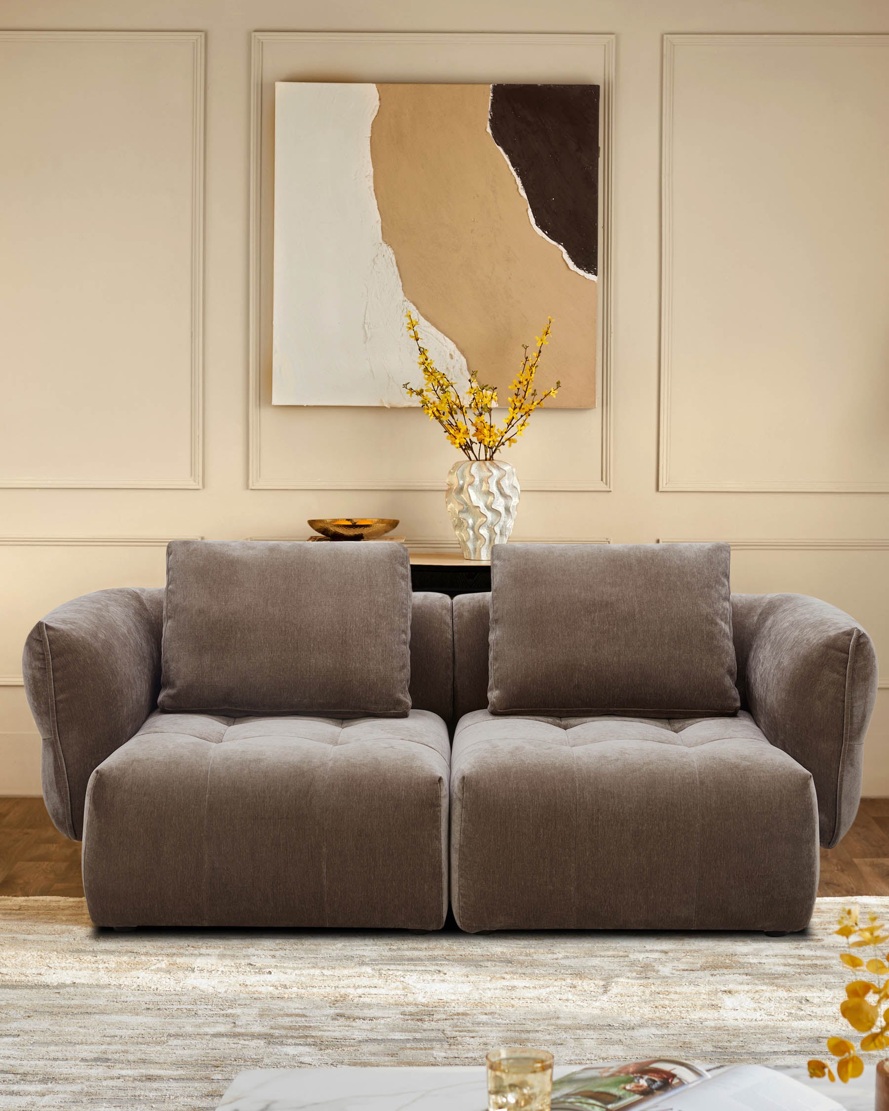 Lillian mocha fabric 2 seater sofa