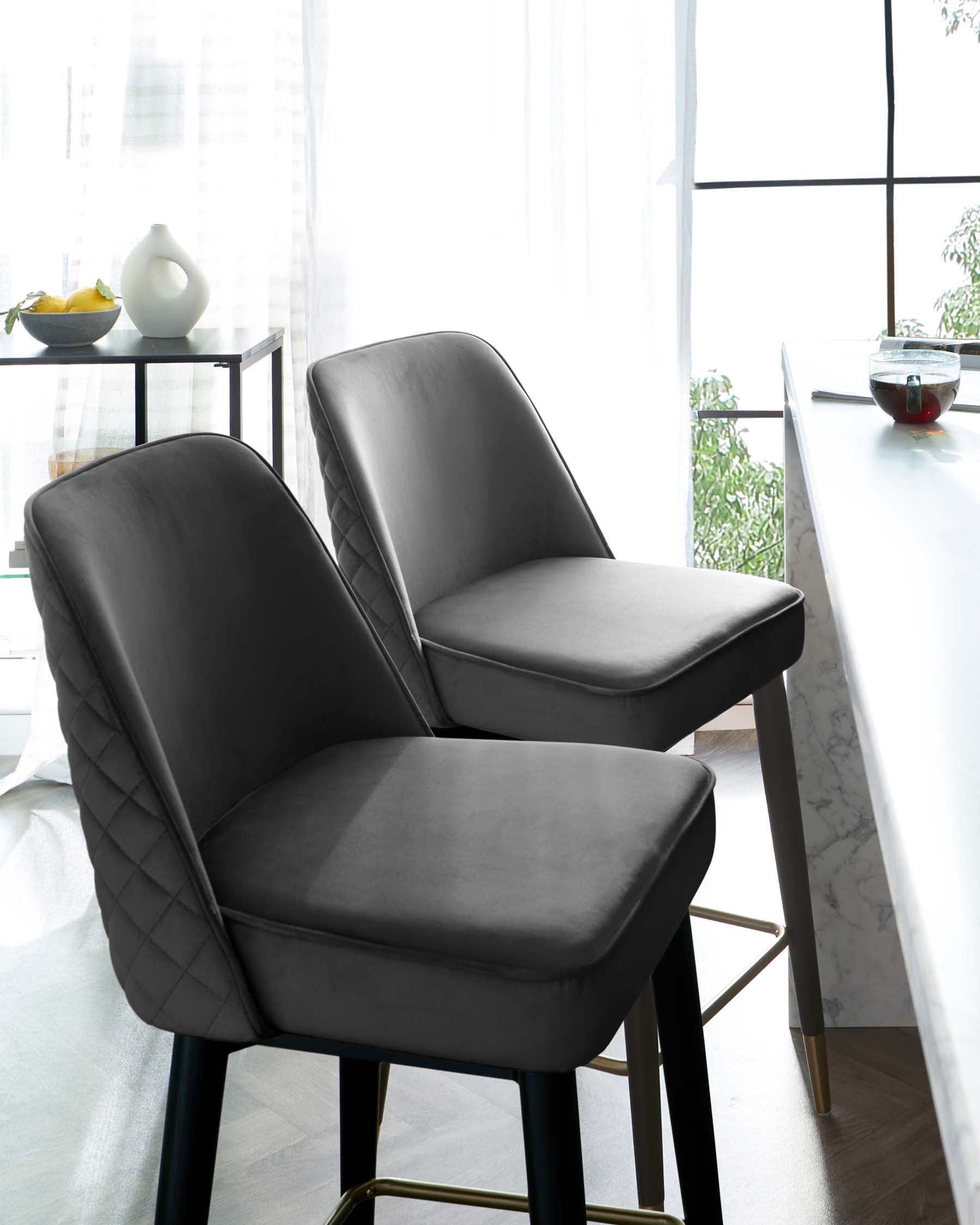 Mae Dark Grey Velvet Bar stool