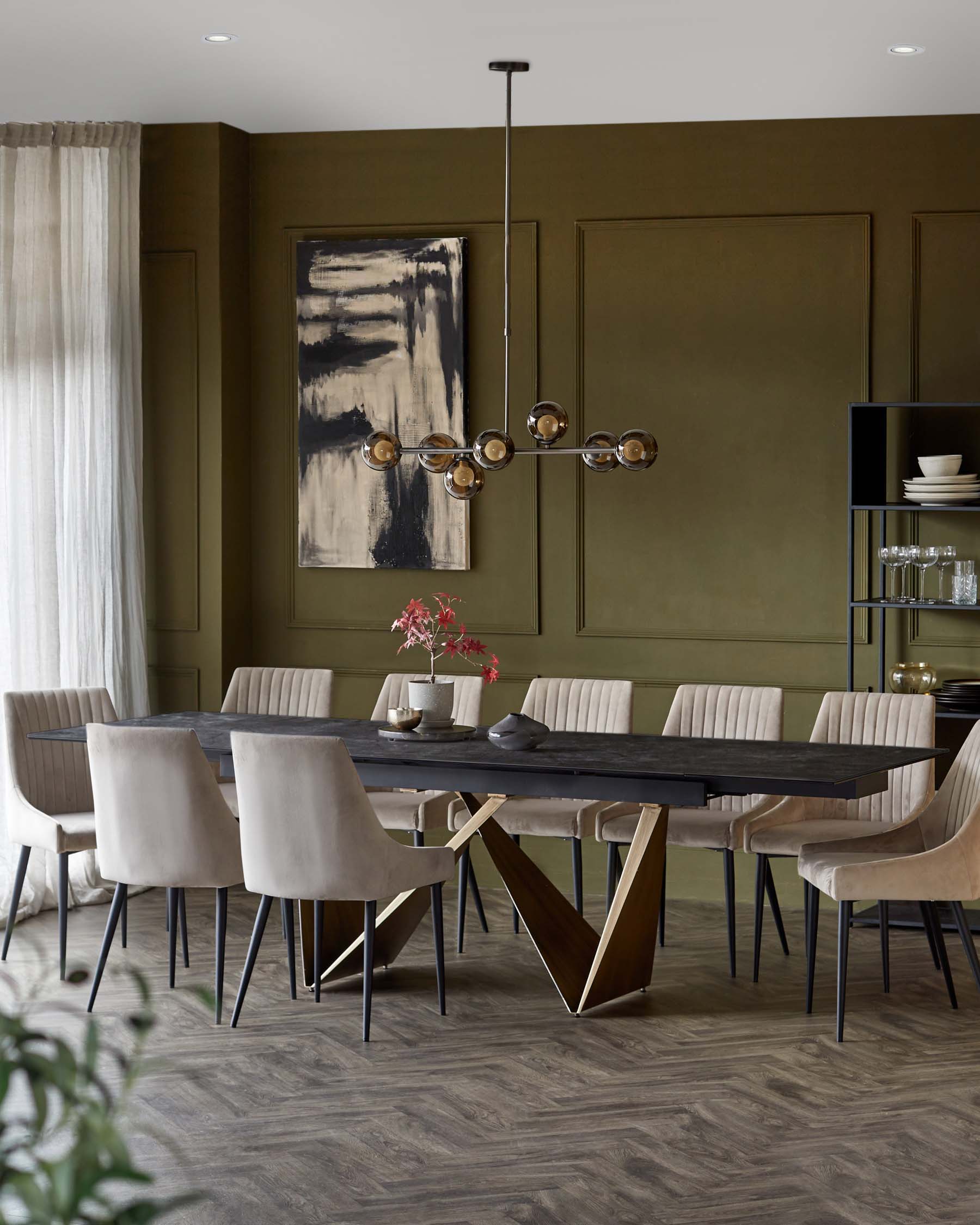 Calenzano Dark Grey Ceramic Extending 8 to 10 Seater Dining Table