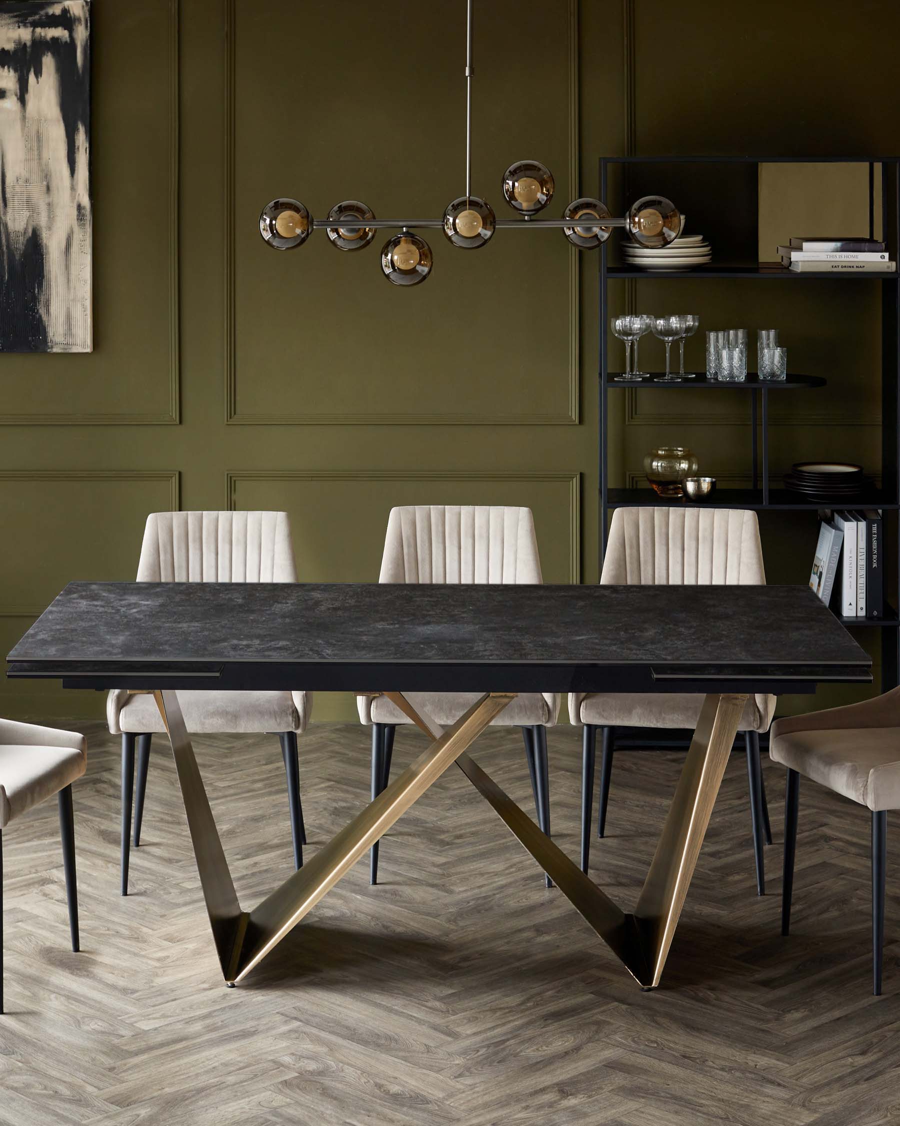 Calenzano Dark Grey Ceramic Extending 8 to 10 Seater Dining Table
