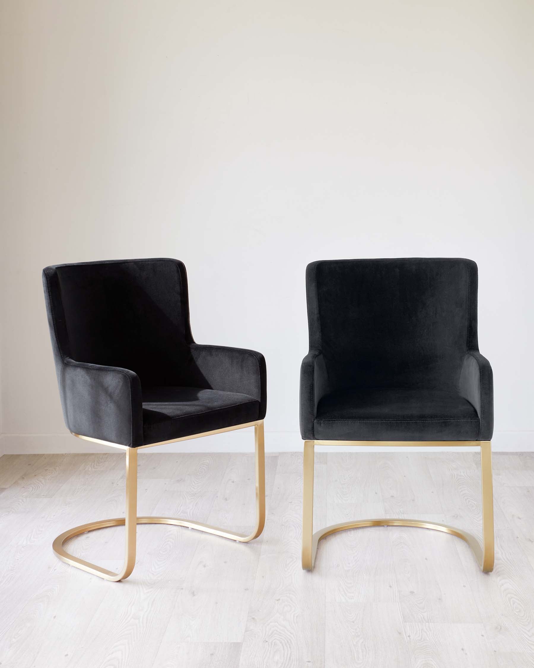 Form Black Velvet & Brass Cantilever Dining Armchair