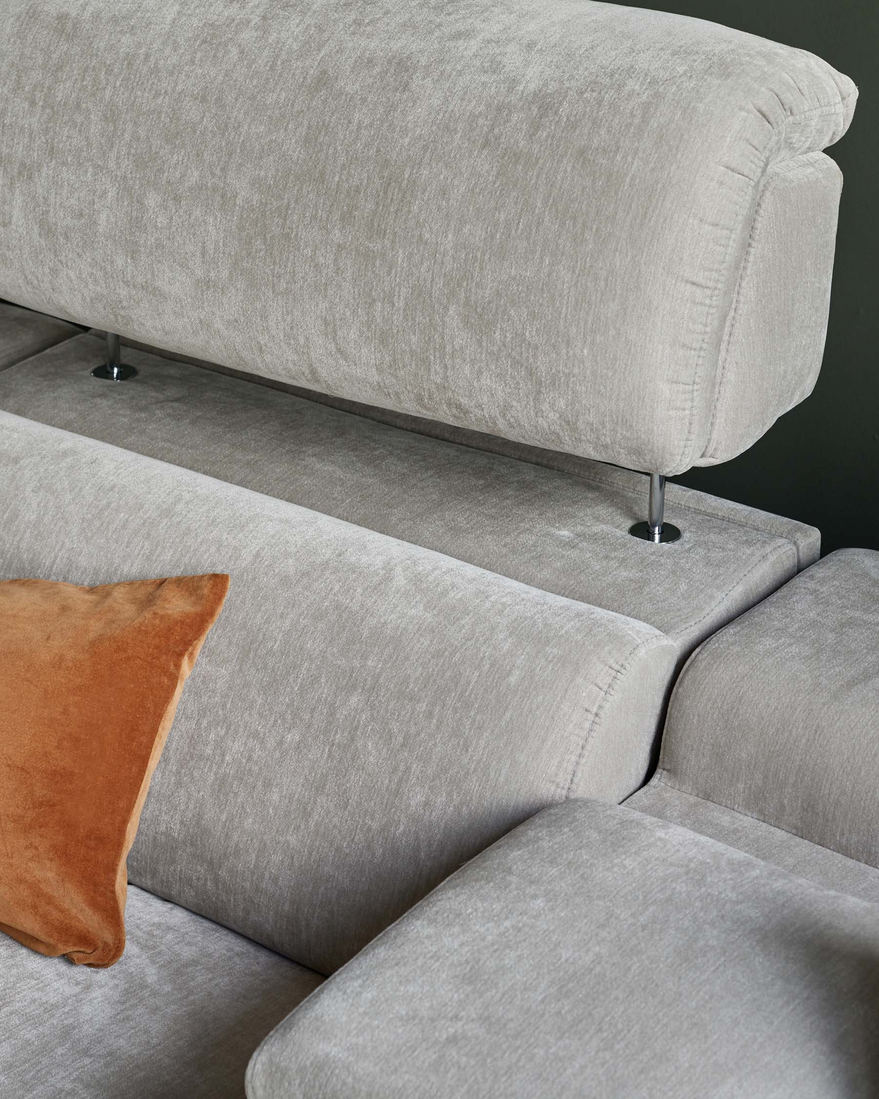 Kenzie light grey fabric recliner 2 seater sofa with console