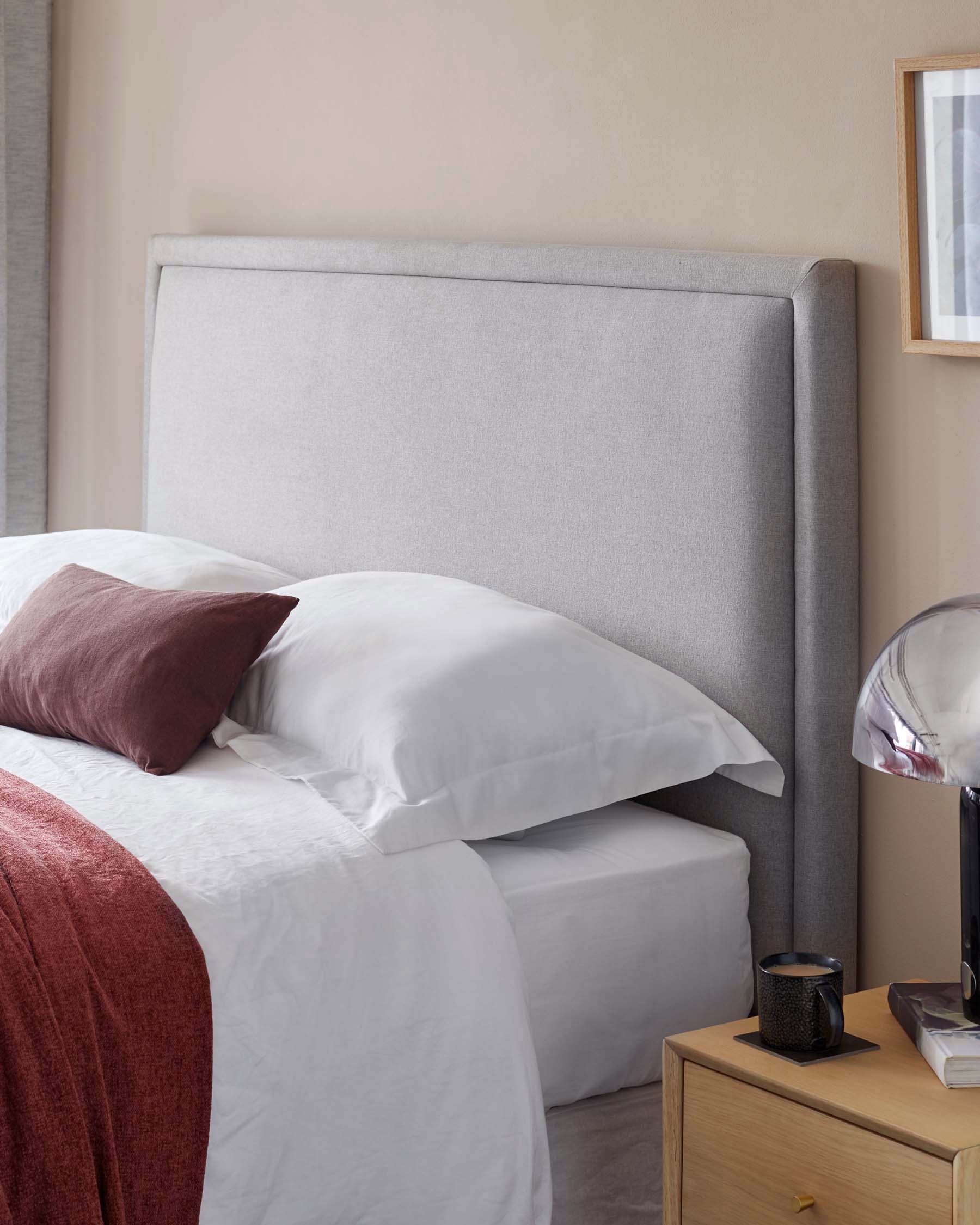 Monica Light Grey Fabric Double Headboard