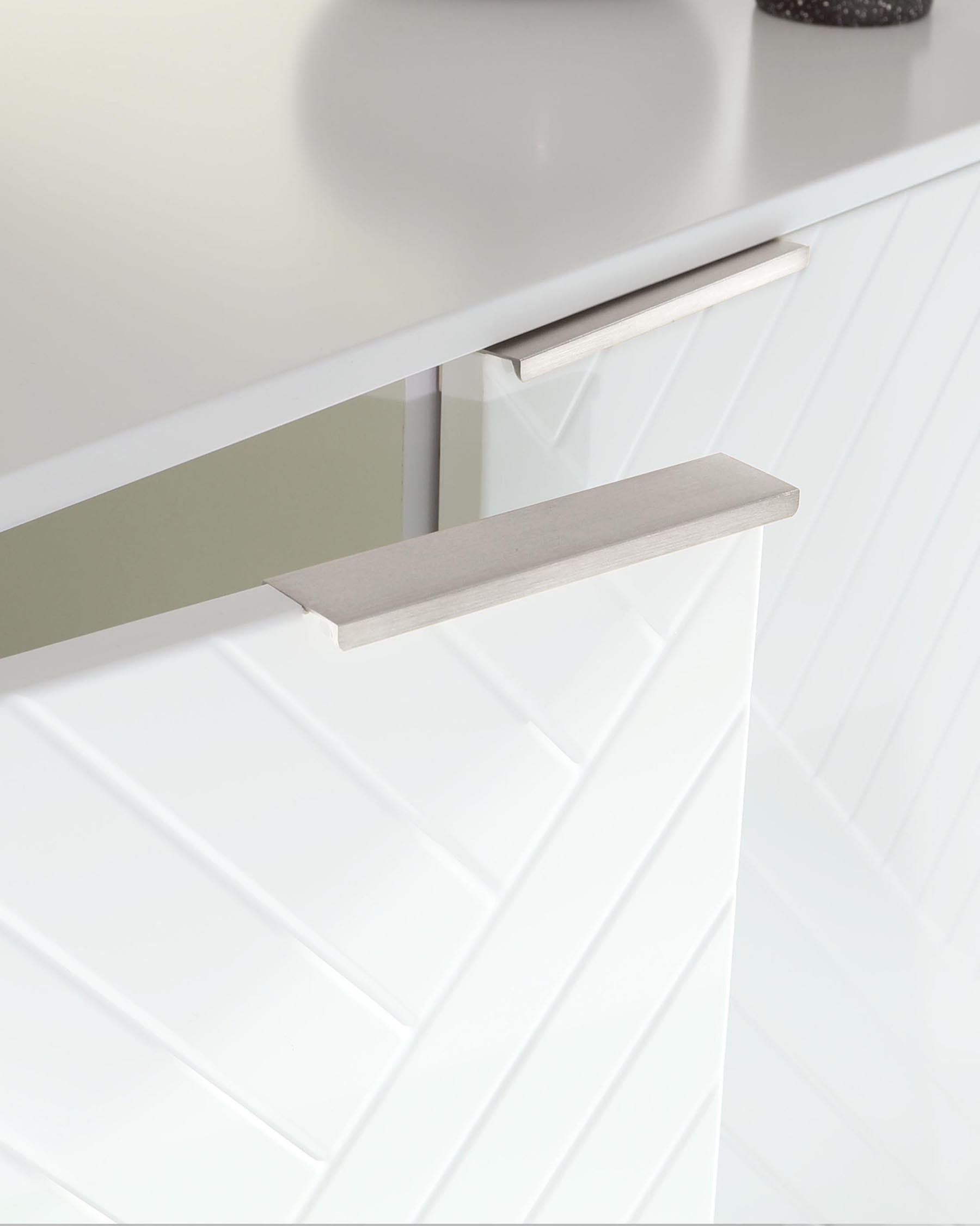 Geo Matt White And Stainless Steel Textured Sideboard