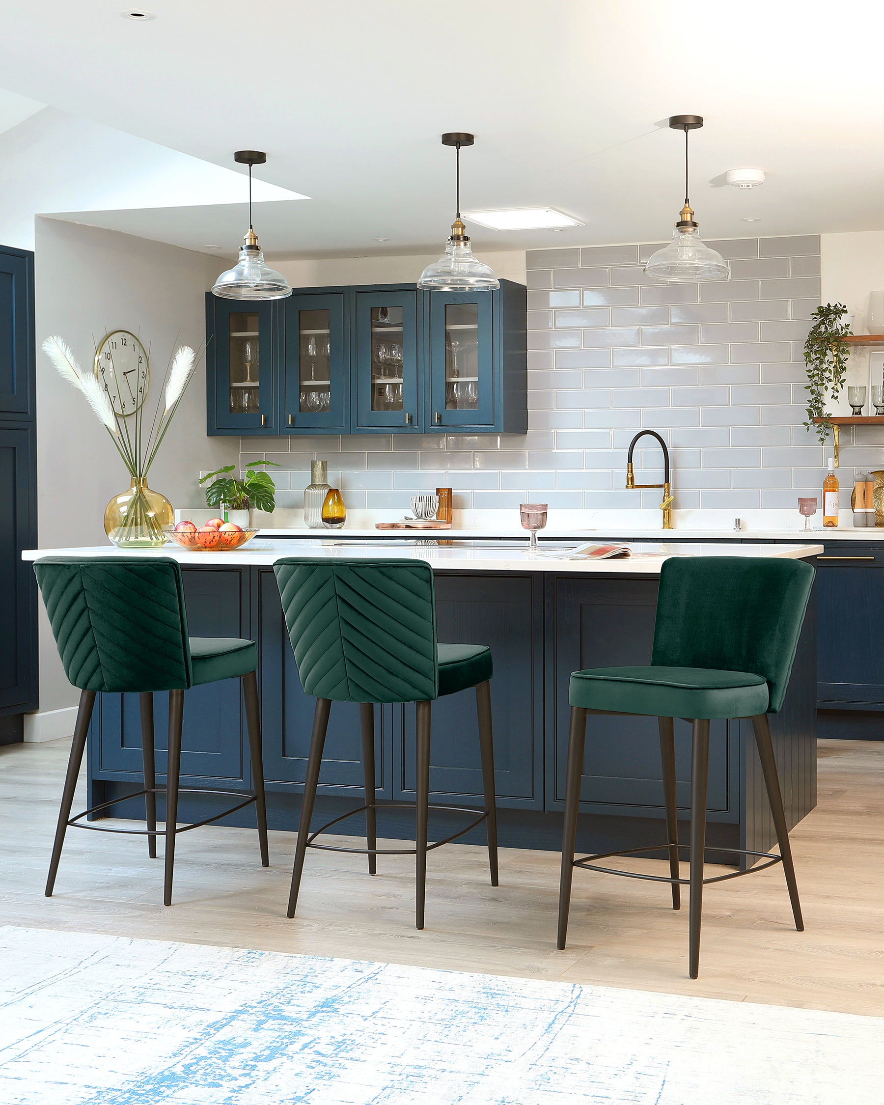 Serena Dark Green Velvet Bar Stool