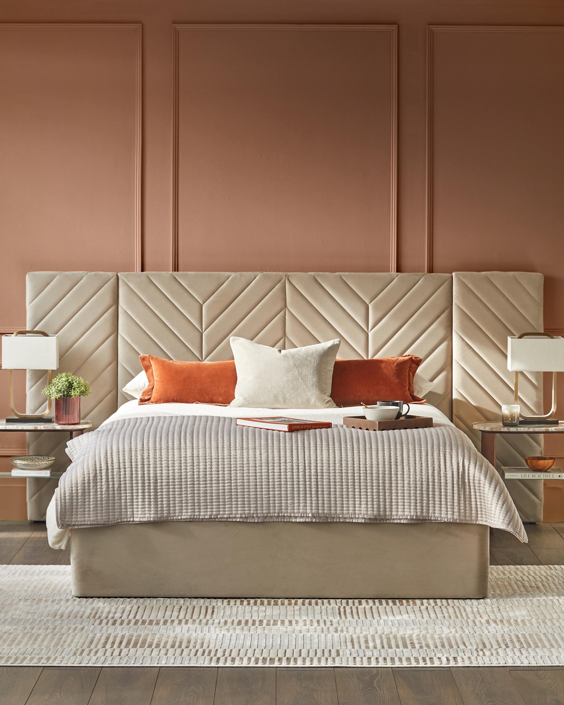 Octavia Luxe Champagne Velvet Super King Size Ottoman Storage Bed