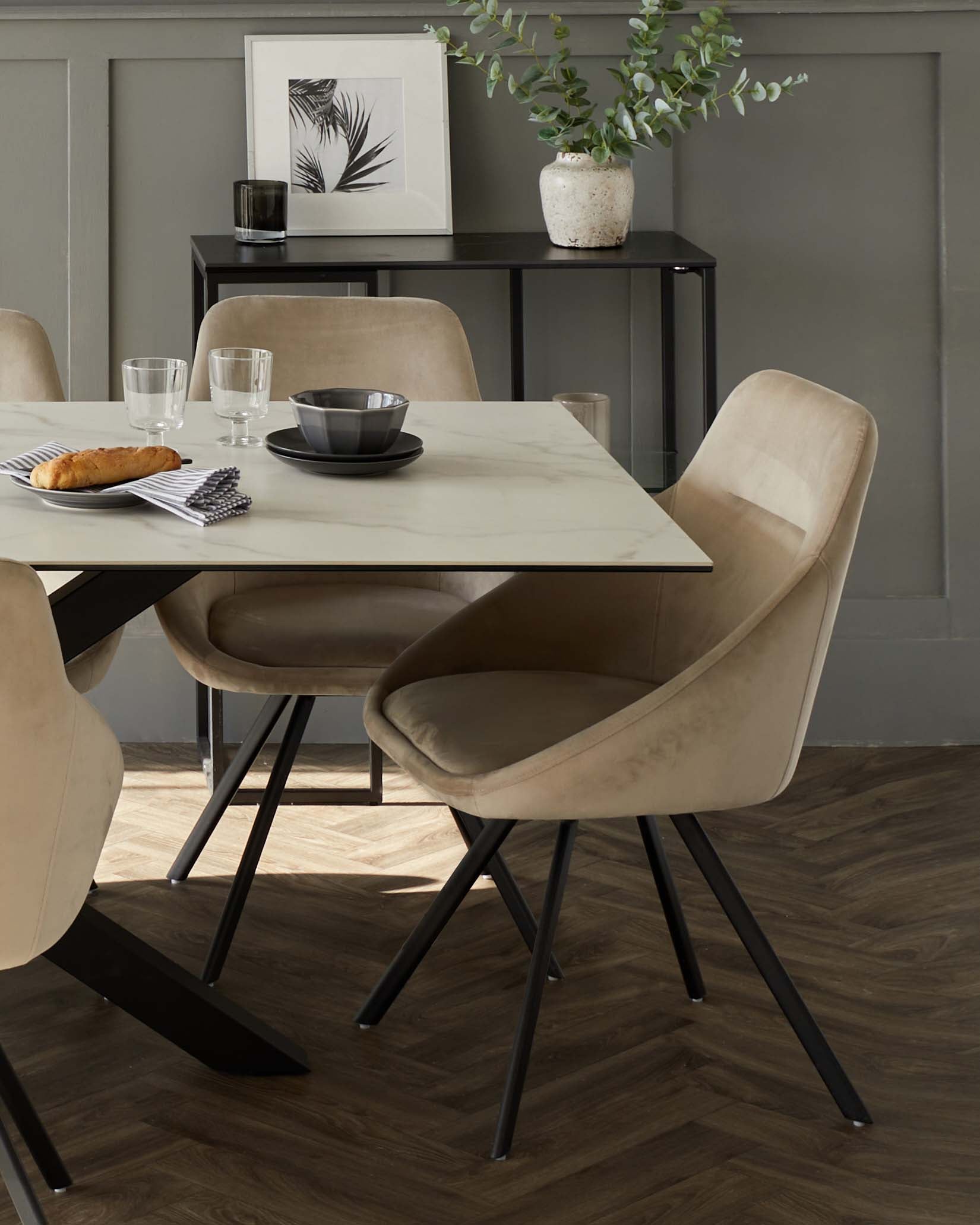 Cleo Champagne Velvet Swivel Chair