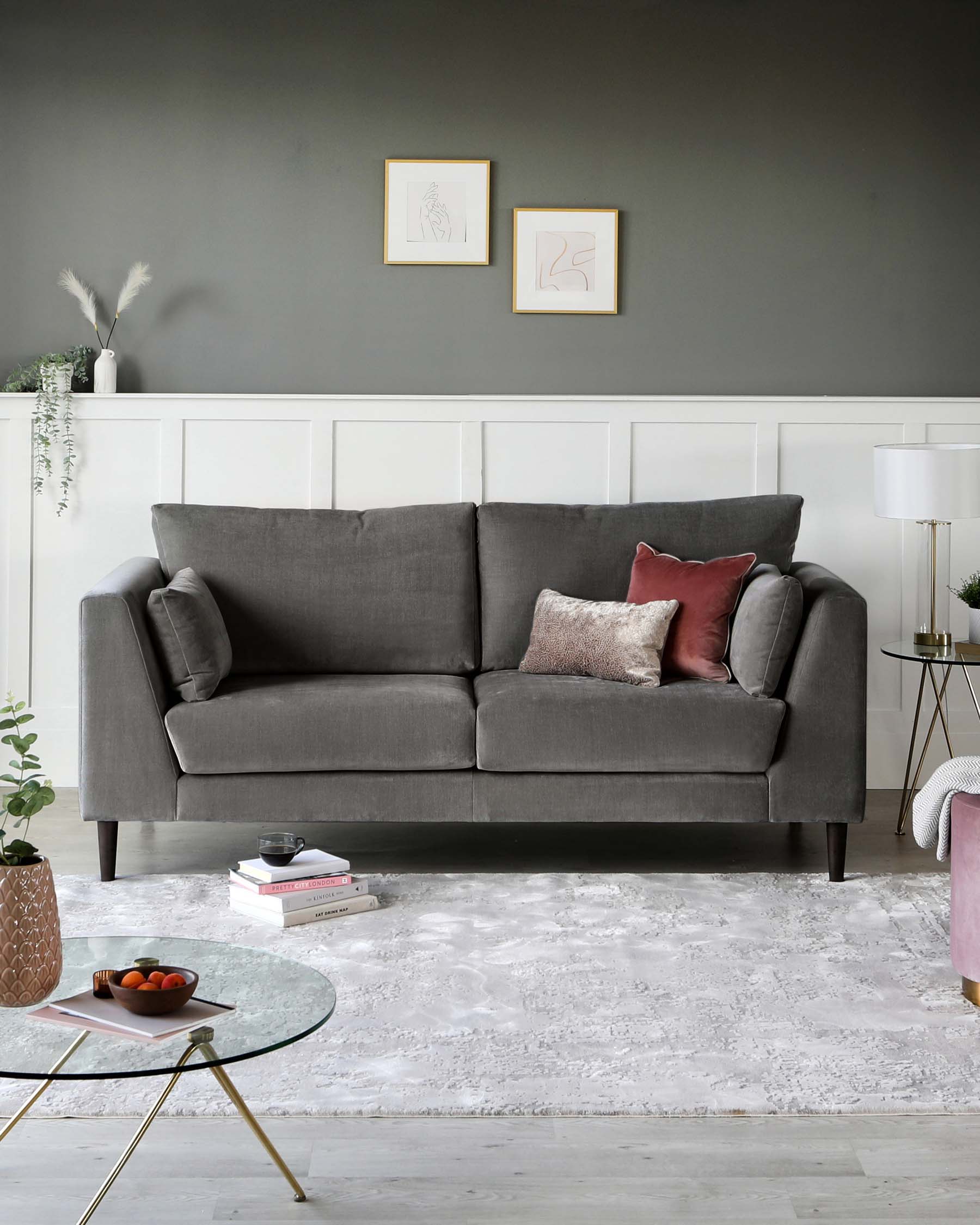 Elsie II Mid Grey Fabric 3 Seater Sofa