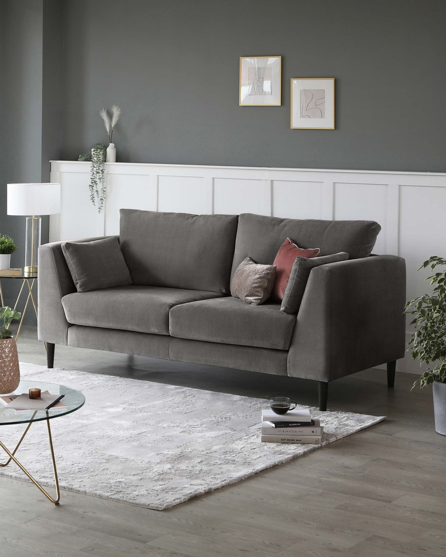Elsie II Mid Grey Fabric 3 Seater Sofa