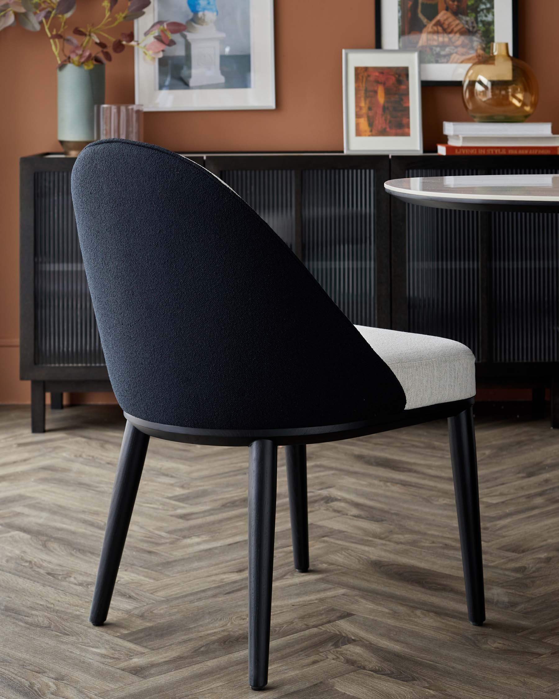 Hanne black 6 seater table and 6 Scarlett dining chairs set