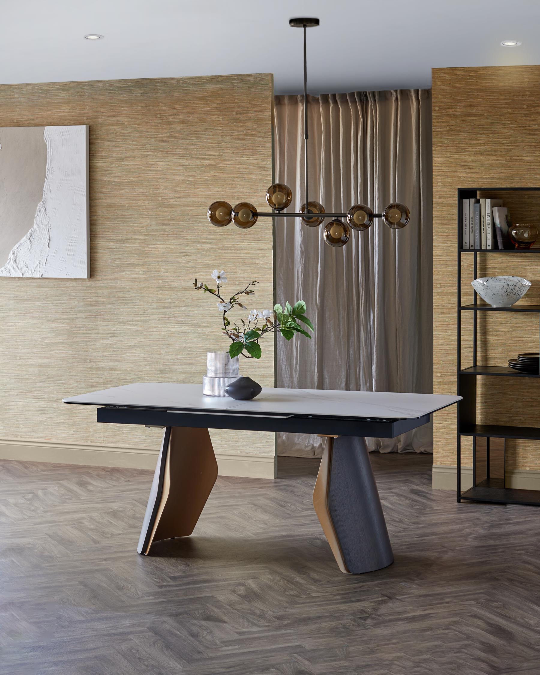 Collodi White Ceramic Extending 8 to 10 Seater Dining Table