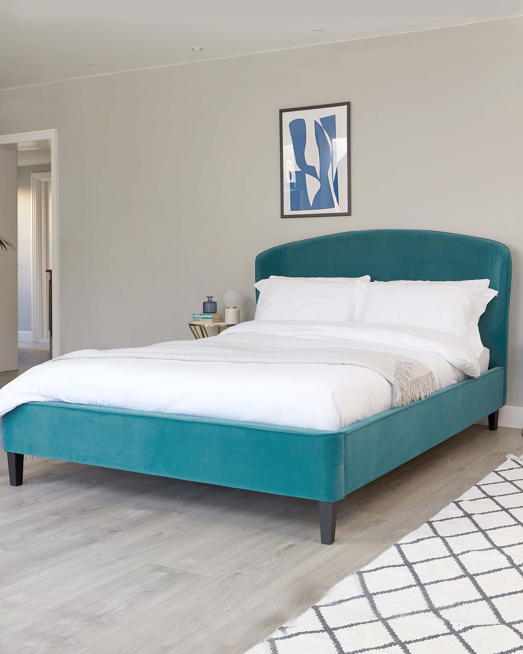 Carina Light Teal Velvet Super King Bed