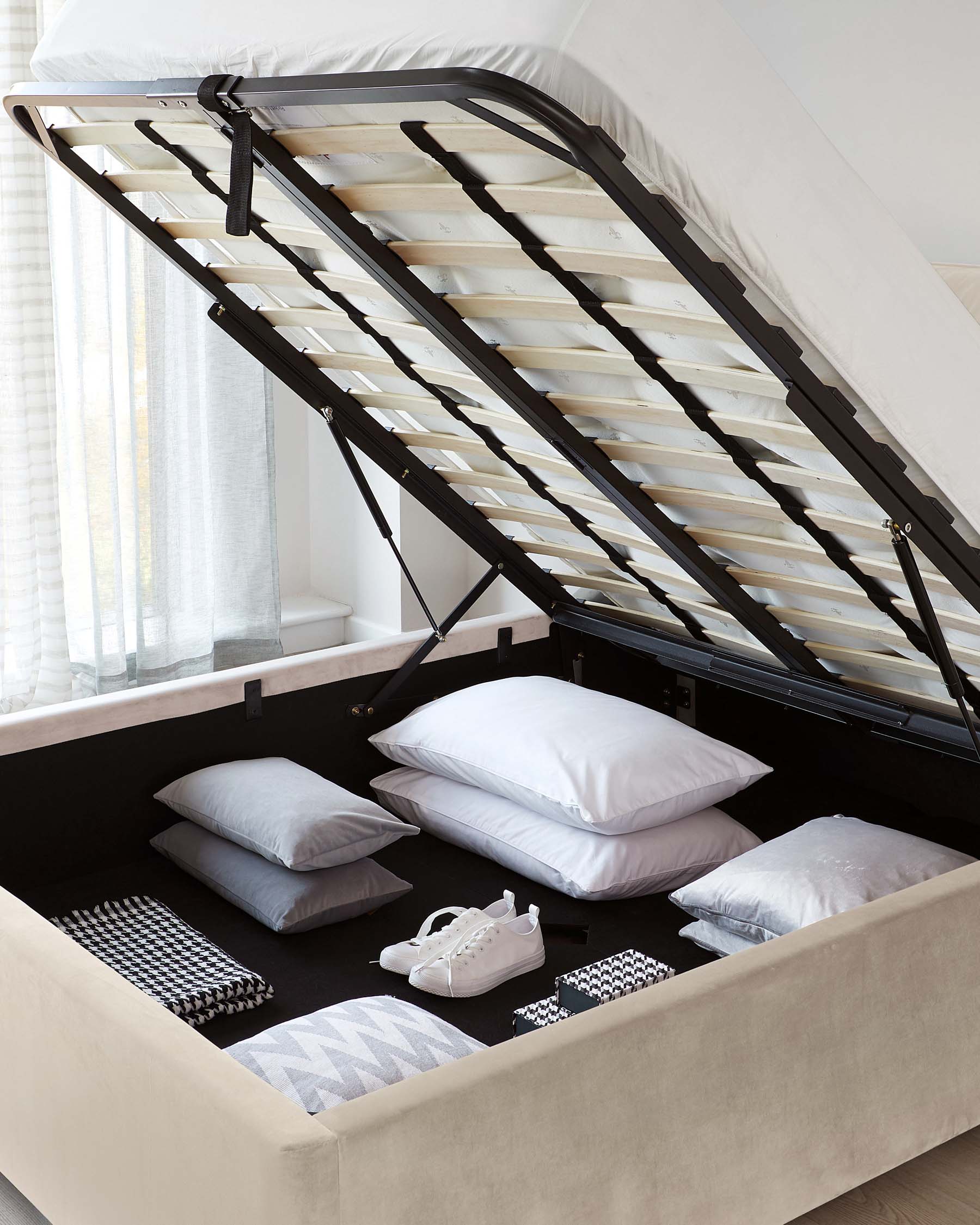 Siesta Champagne Velvet Double Ottoman Storage Bed