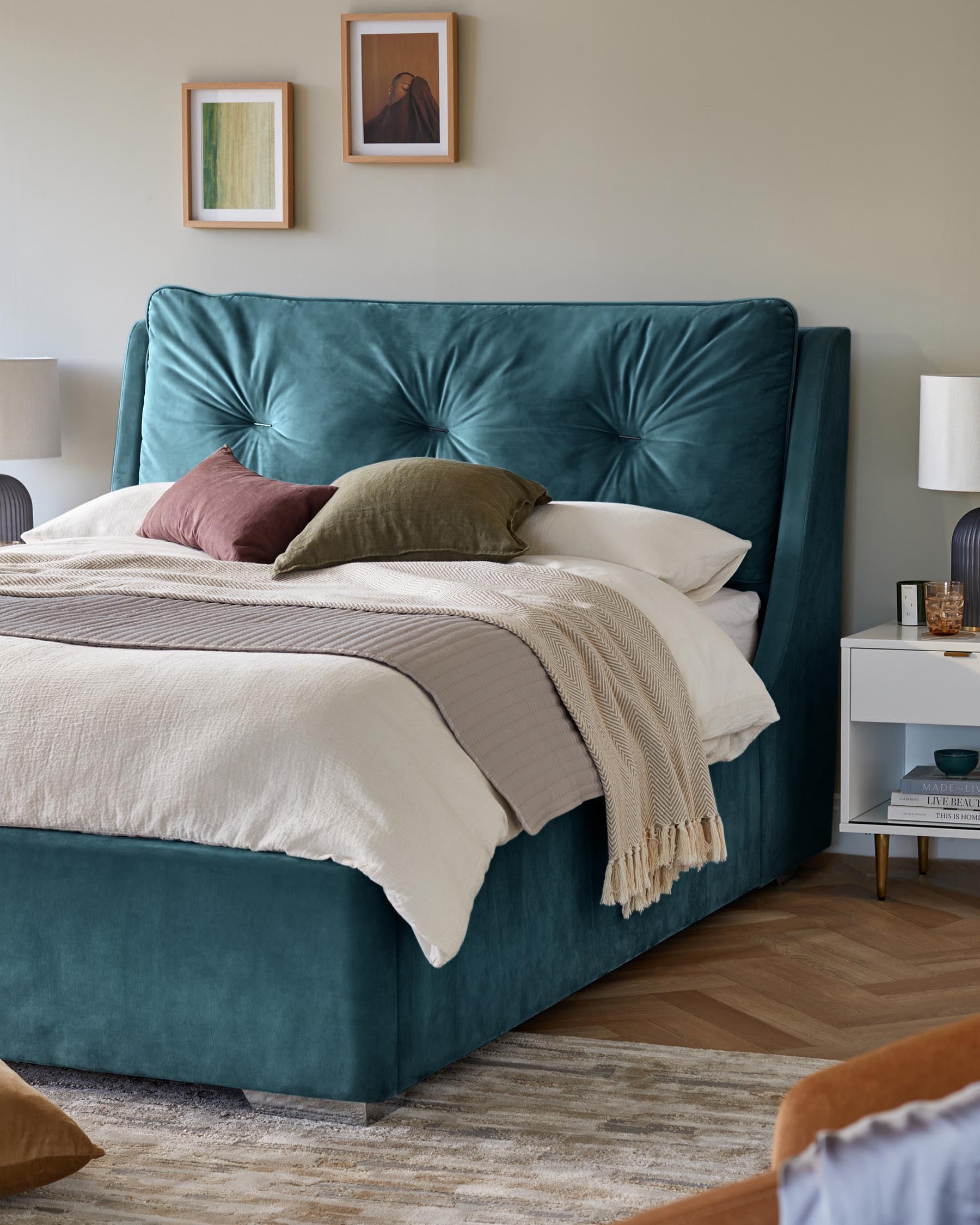 Siesta Blue Velvet Super King Size Ottoman Storage Bed