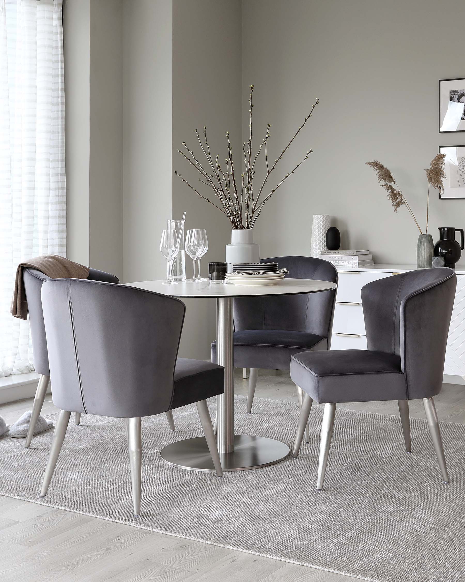 Mellow Dark Grey Velvet Dining Chair