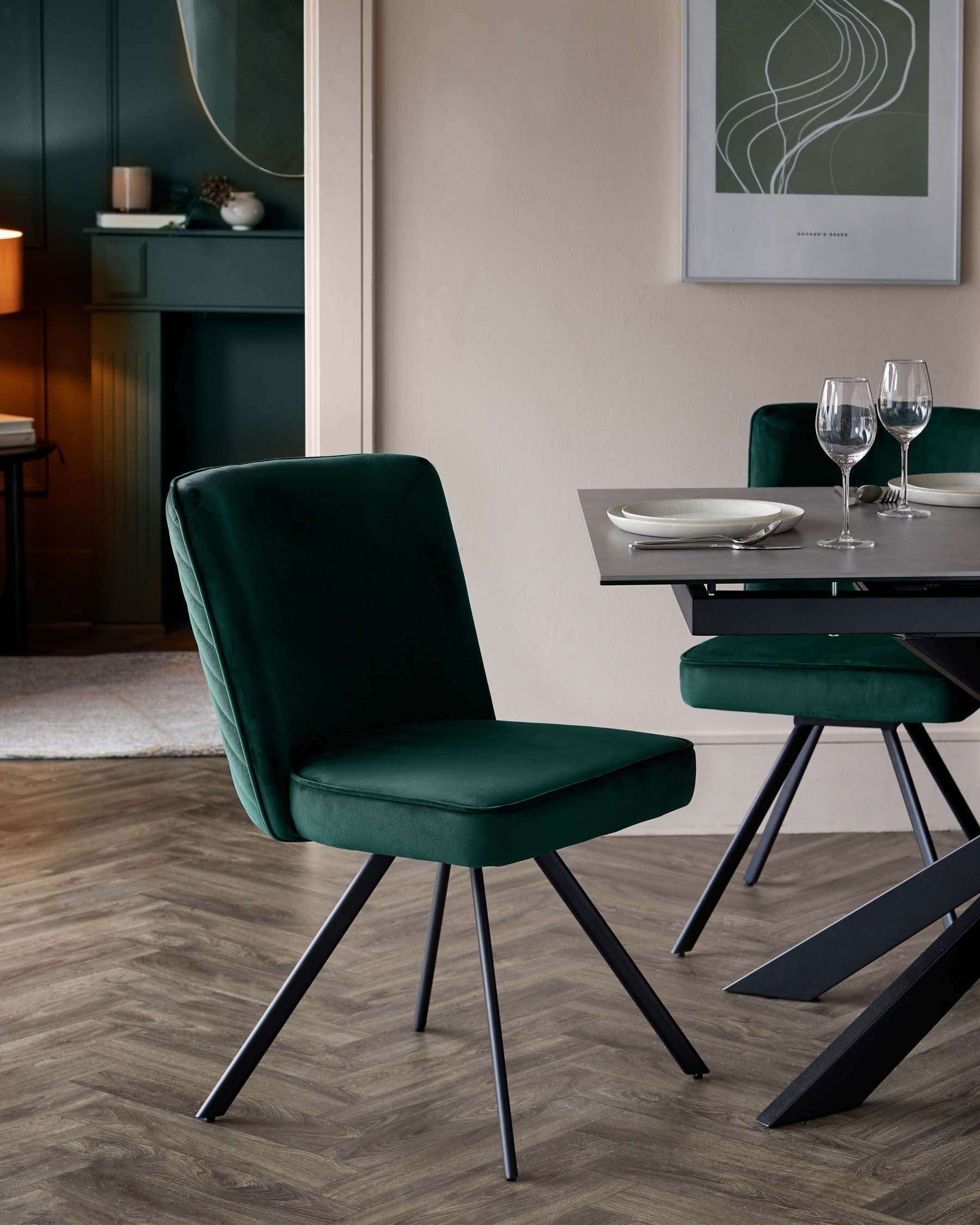 Serena Dark Green Velvet Swivel Chair