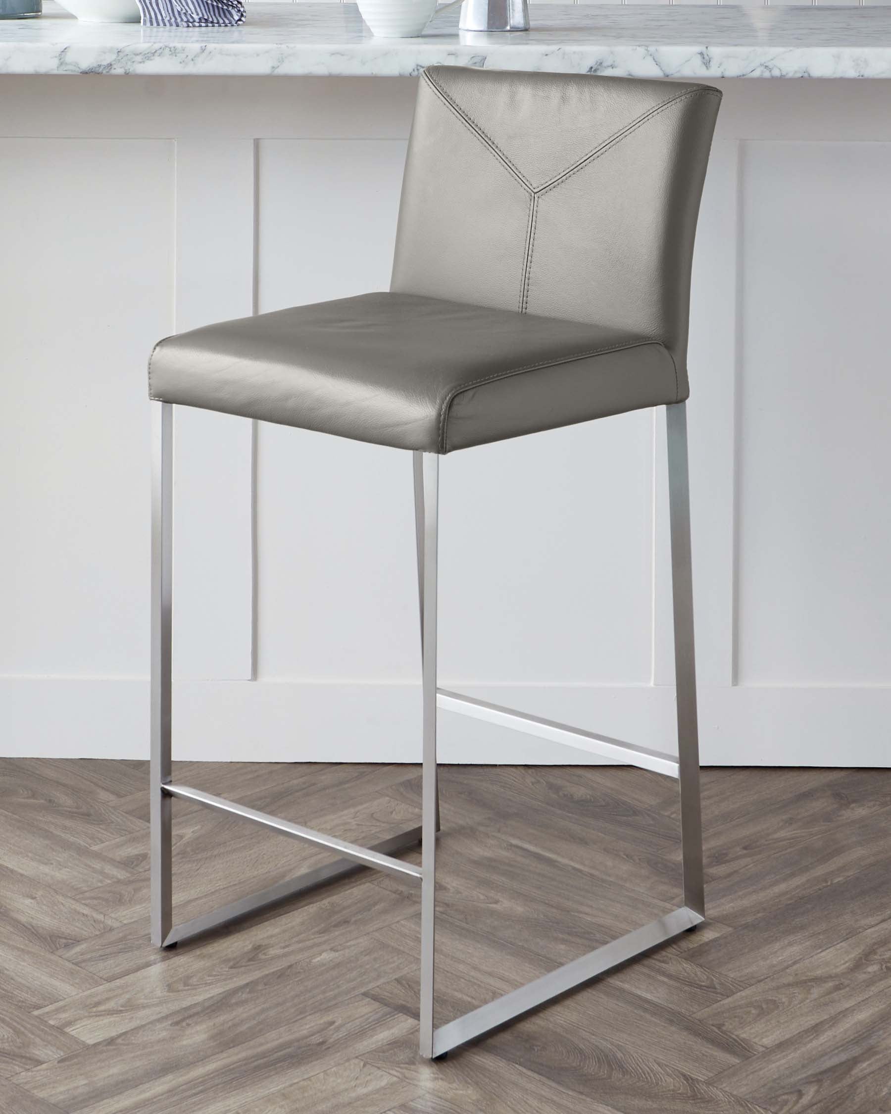 Monti Dark Grey Leather Bar Stool