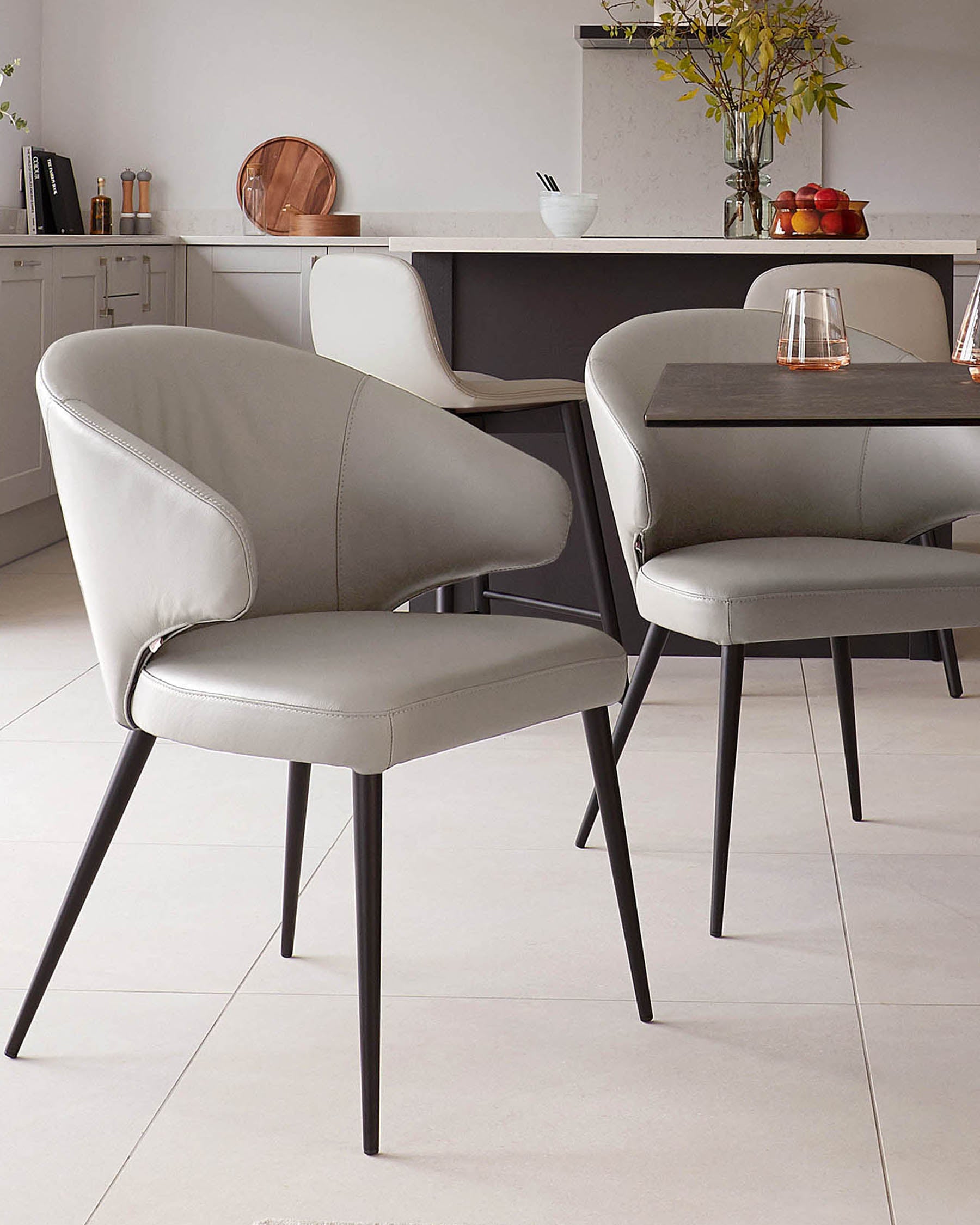 Landon Light Grey Leather Dining Chair