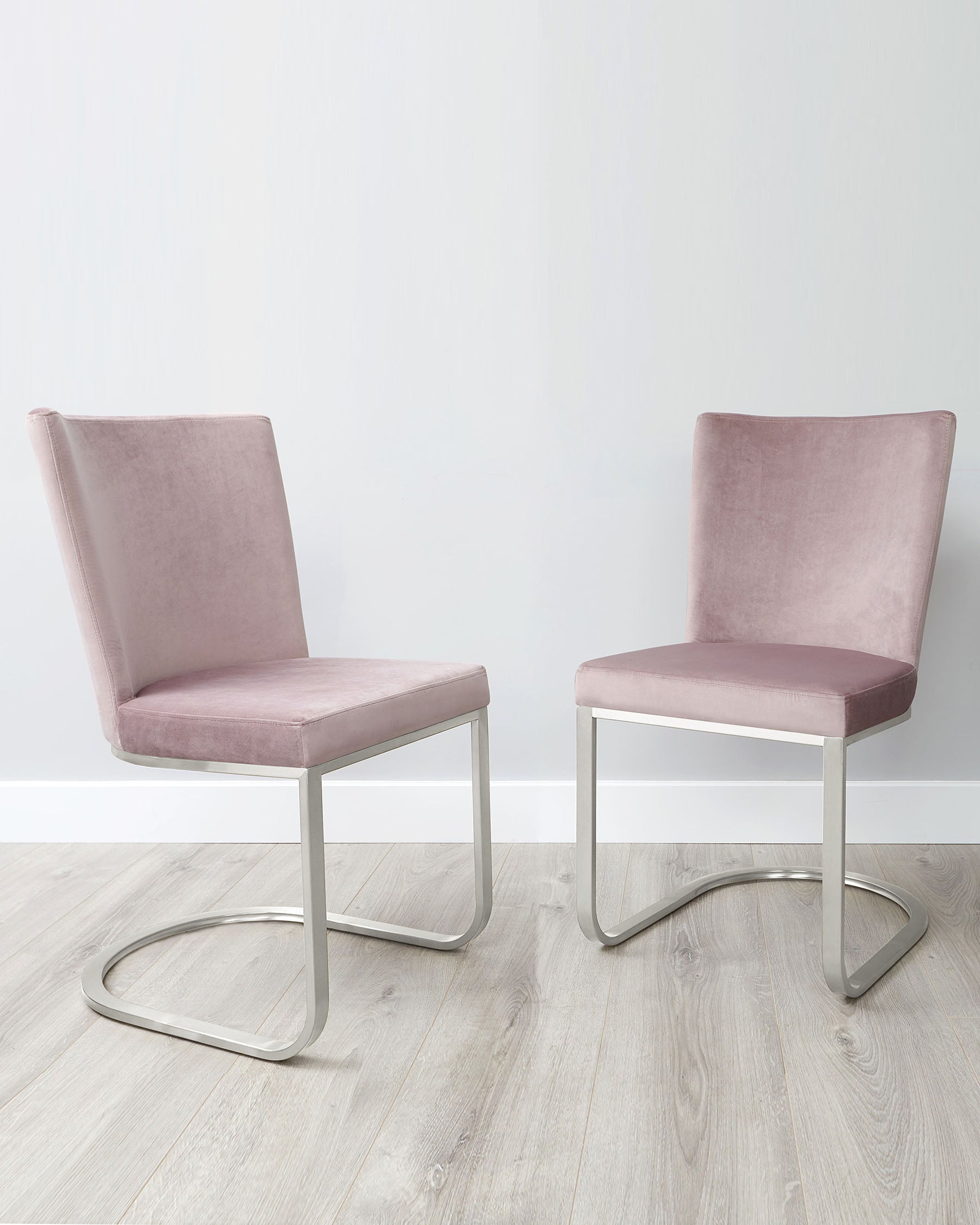 Form Blush Pink Velvet And Brushed Steel Dining Chair