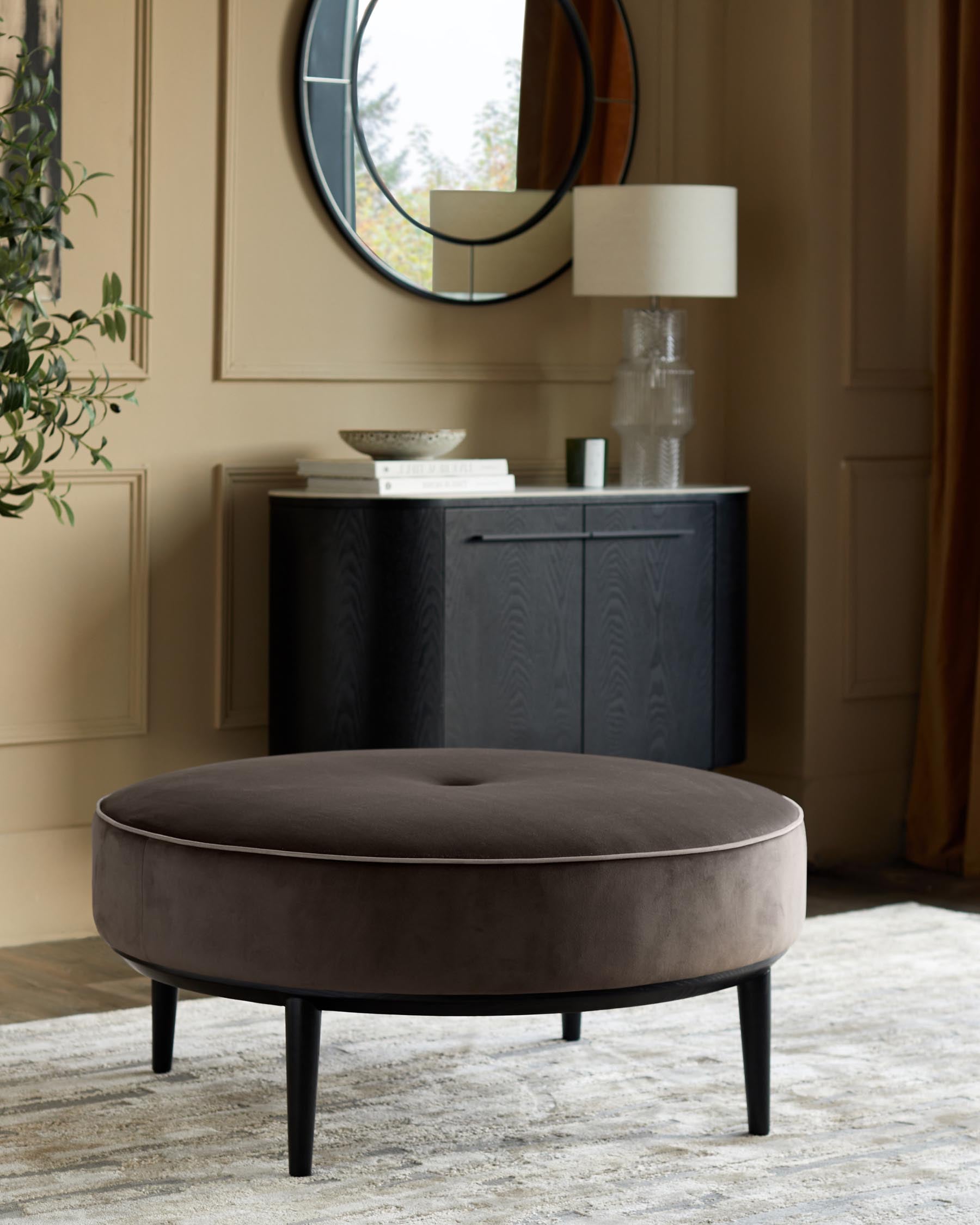 Heath mocha velvet footstool